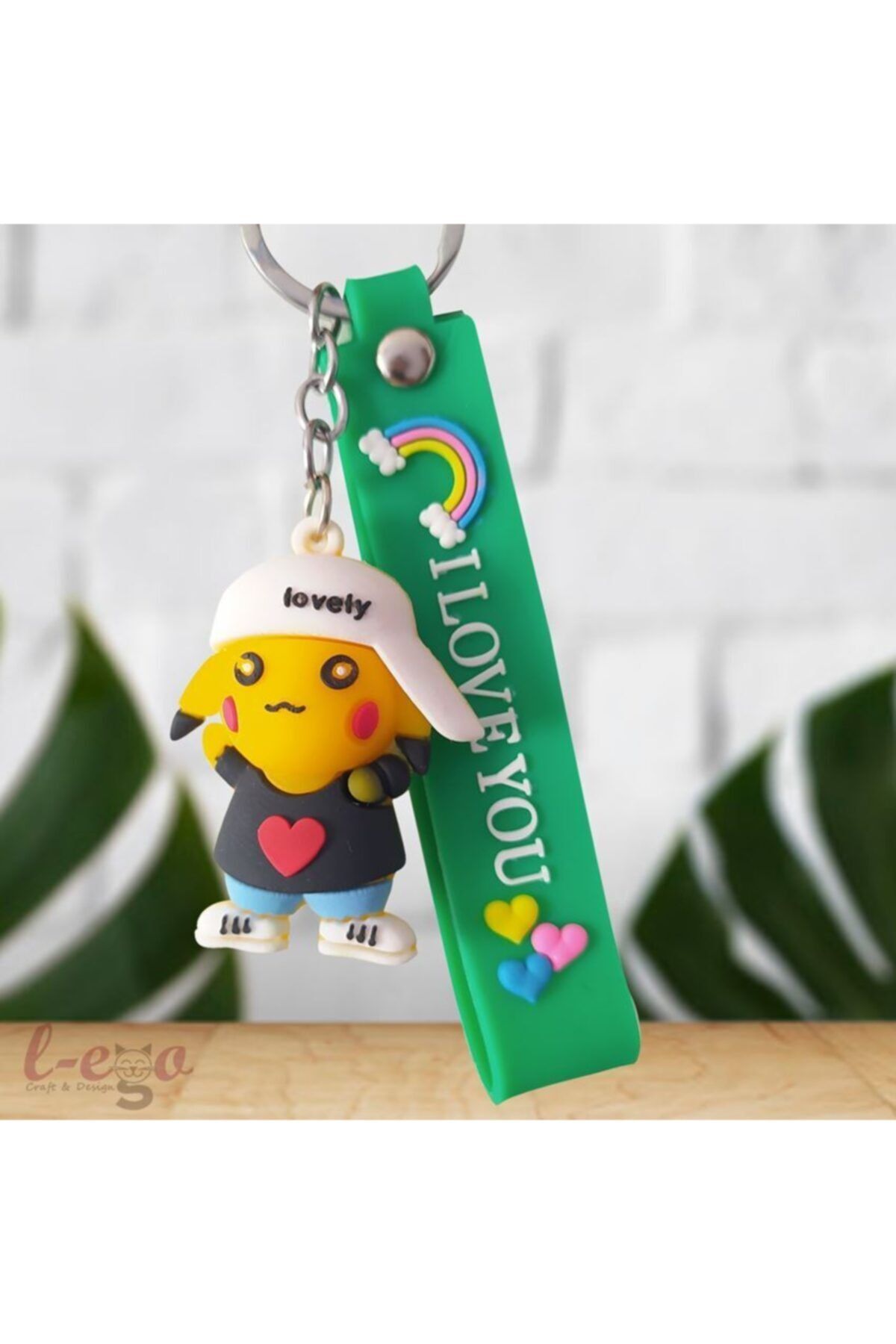 lego Craft & Design Şapkalı Ve Siyah T-shirtlü Pika 3 Boyutlu Silikon Anahtarlık