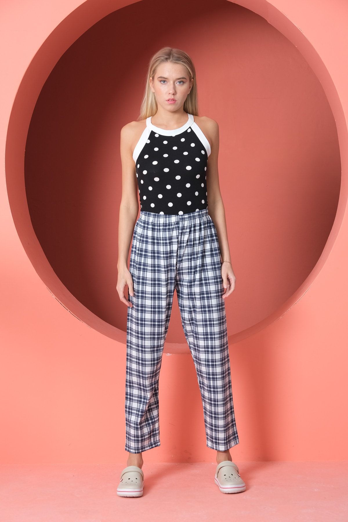 MAYSSTORE Ekose Desen Pijama Altı