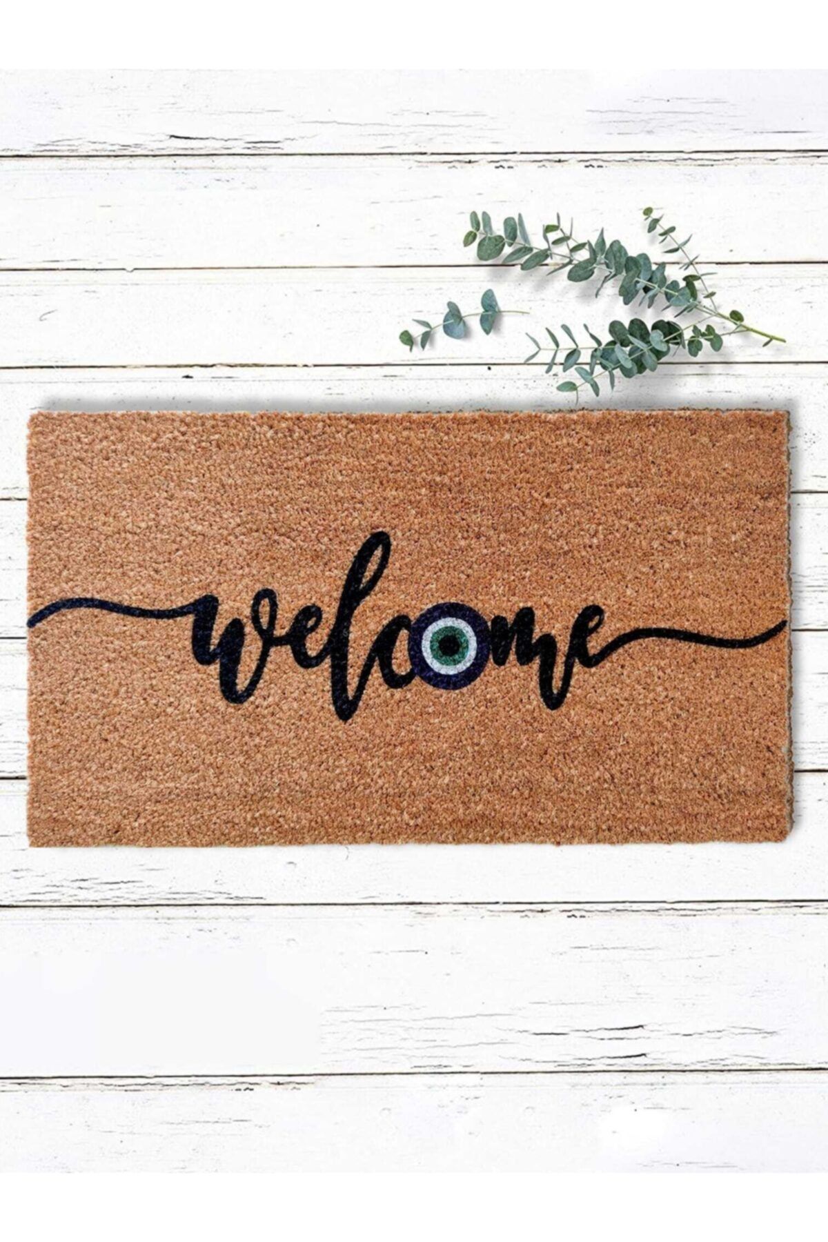 Doormatsy Nazar Boncuklu Paspas | 40x70 Cm Kalın Dış Kapı Önü Paspası | Kaymaz Pvc Taban | Suyu Emen Paspas |