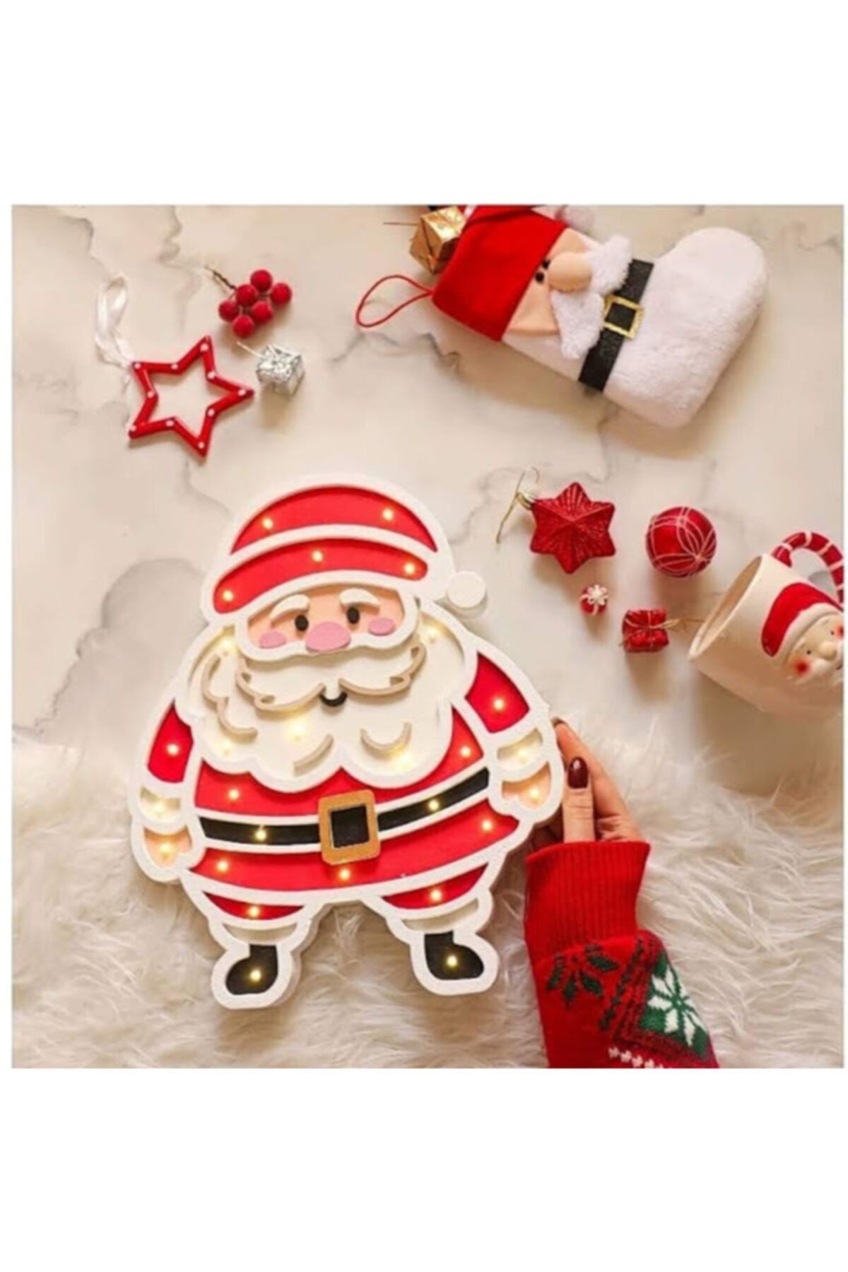 trendkonsept Çocuk Odası Aydınlatma, Gece Lambası, Noel Baba (mdf) Led Gece Lambası, Bebek Odası Gece Lambası