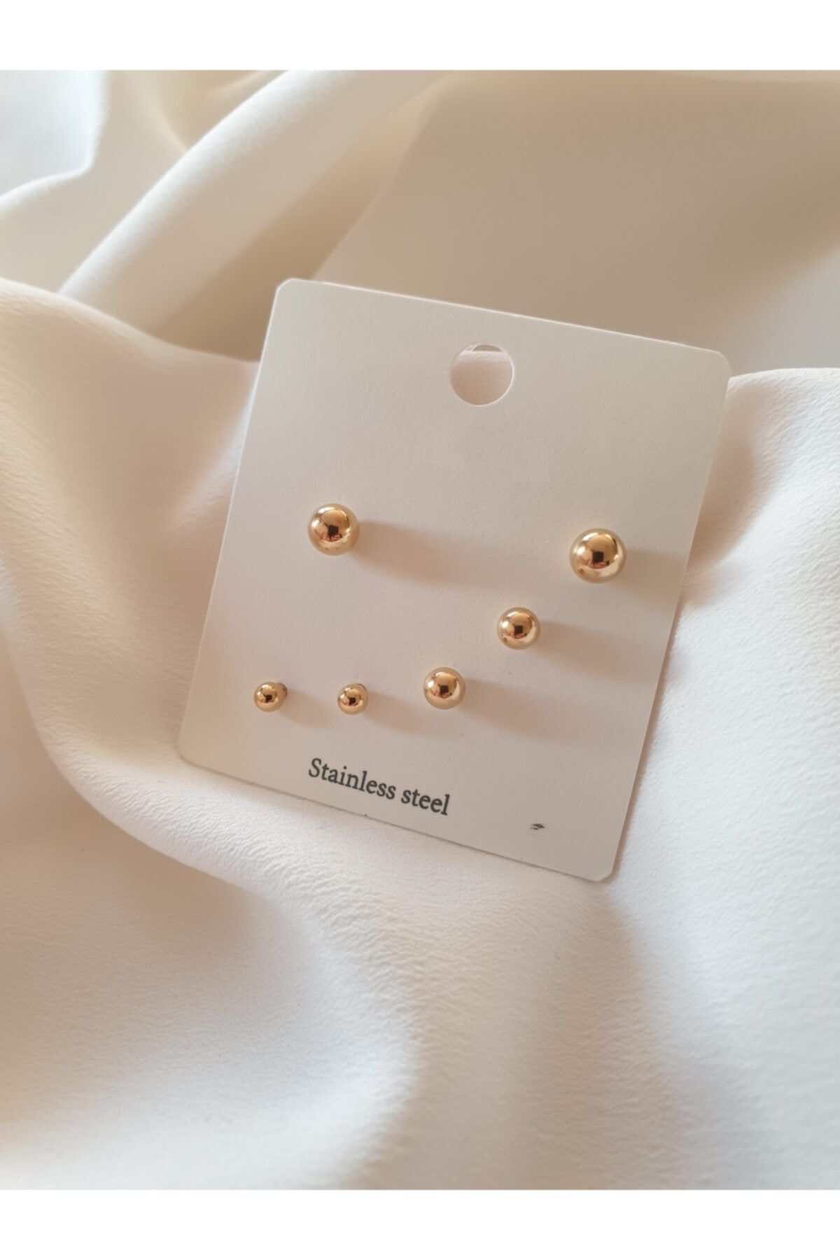 HERCY Çelik Top Küpe Set Gold