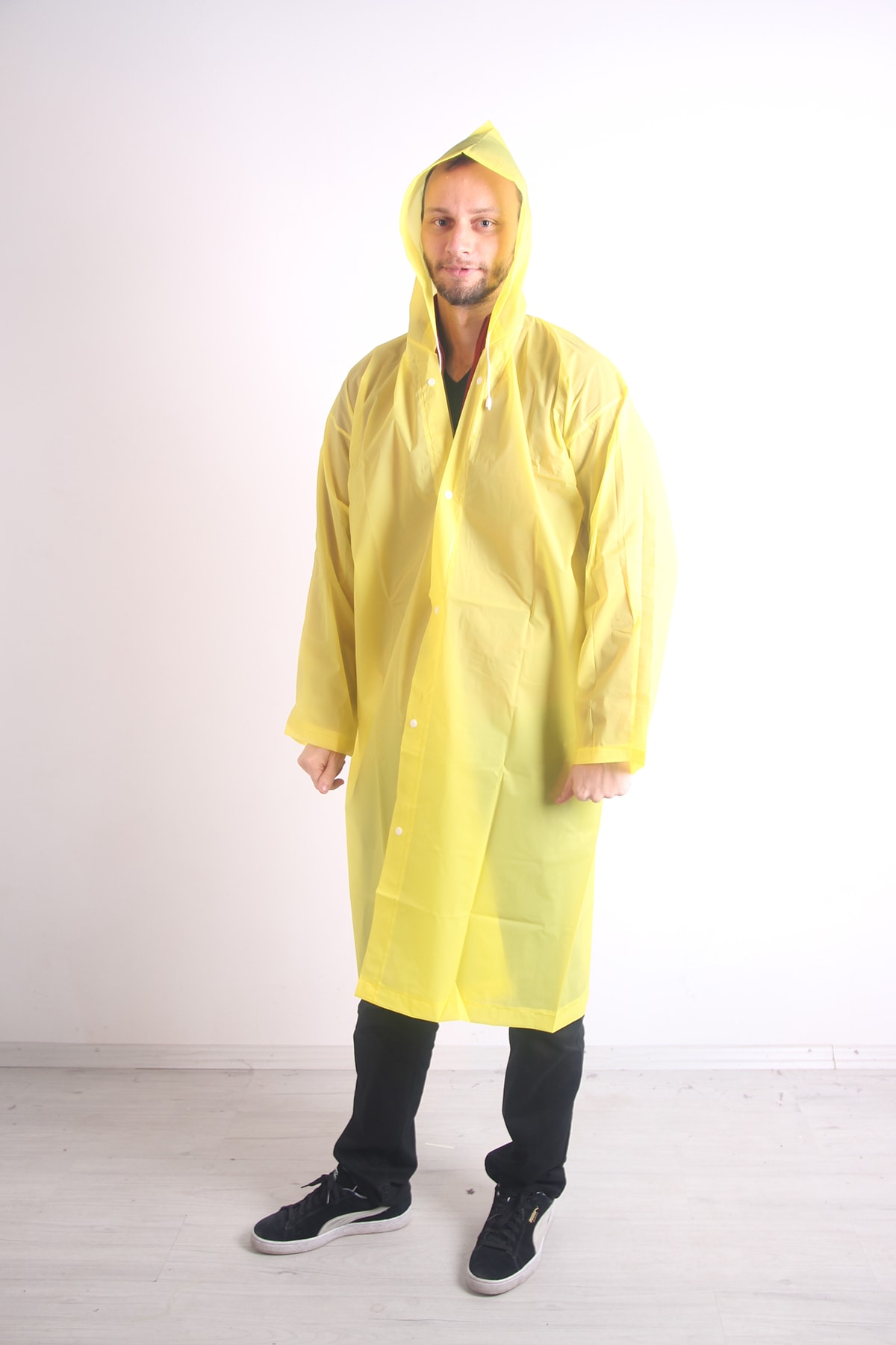 Seramoda Eva Kumaş Uniseks Sarı Yağmurluk