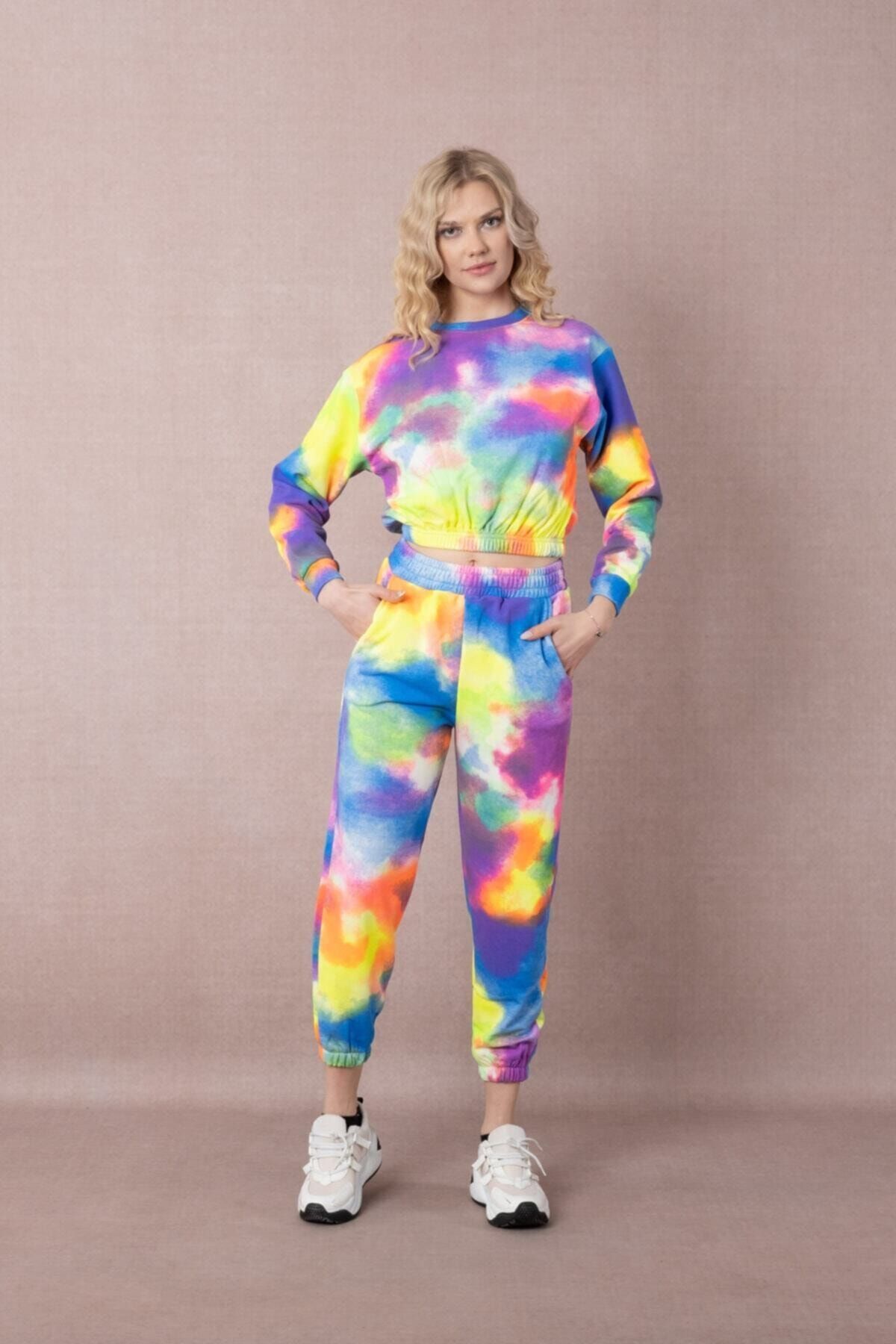 justmoda Kadın Renkli 3 Iplik Eşofman Takımı
