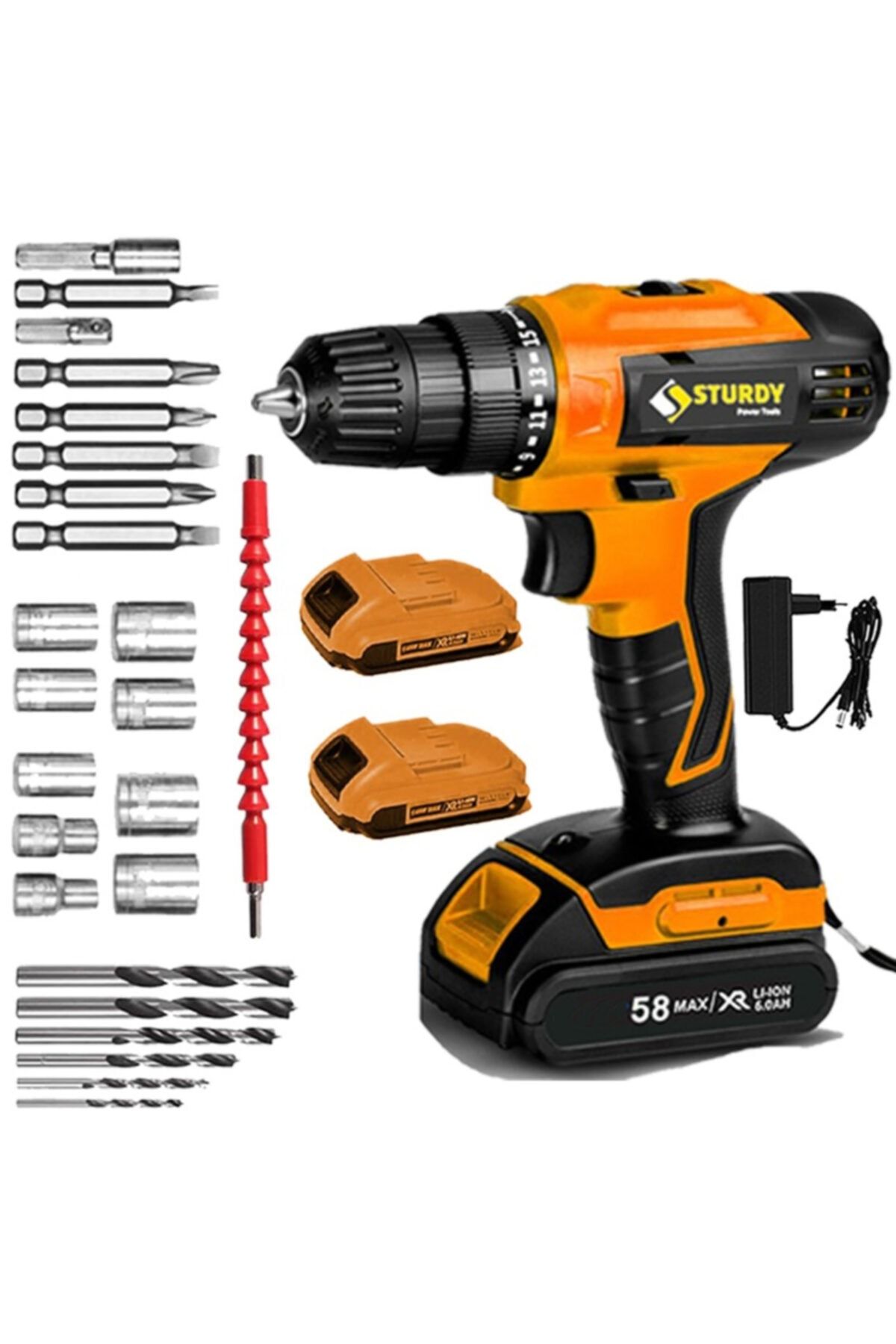 Sturdy Japon Professıonel Tools 58v 8ah Vf-r Metal Şanzıman Şarjlı Çift Akülü Vidalama 27prç Uç Setli