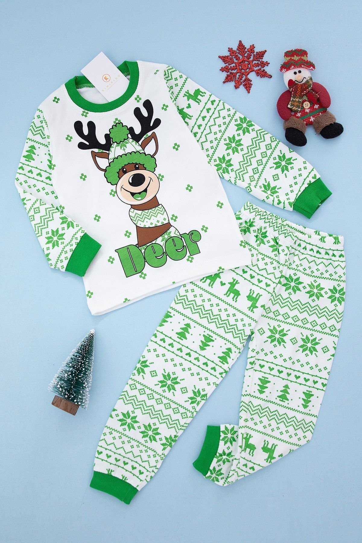 Kiwikido Yılbaşı Deer Pijama Takımı - (4-6 Yaş)