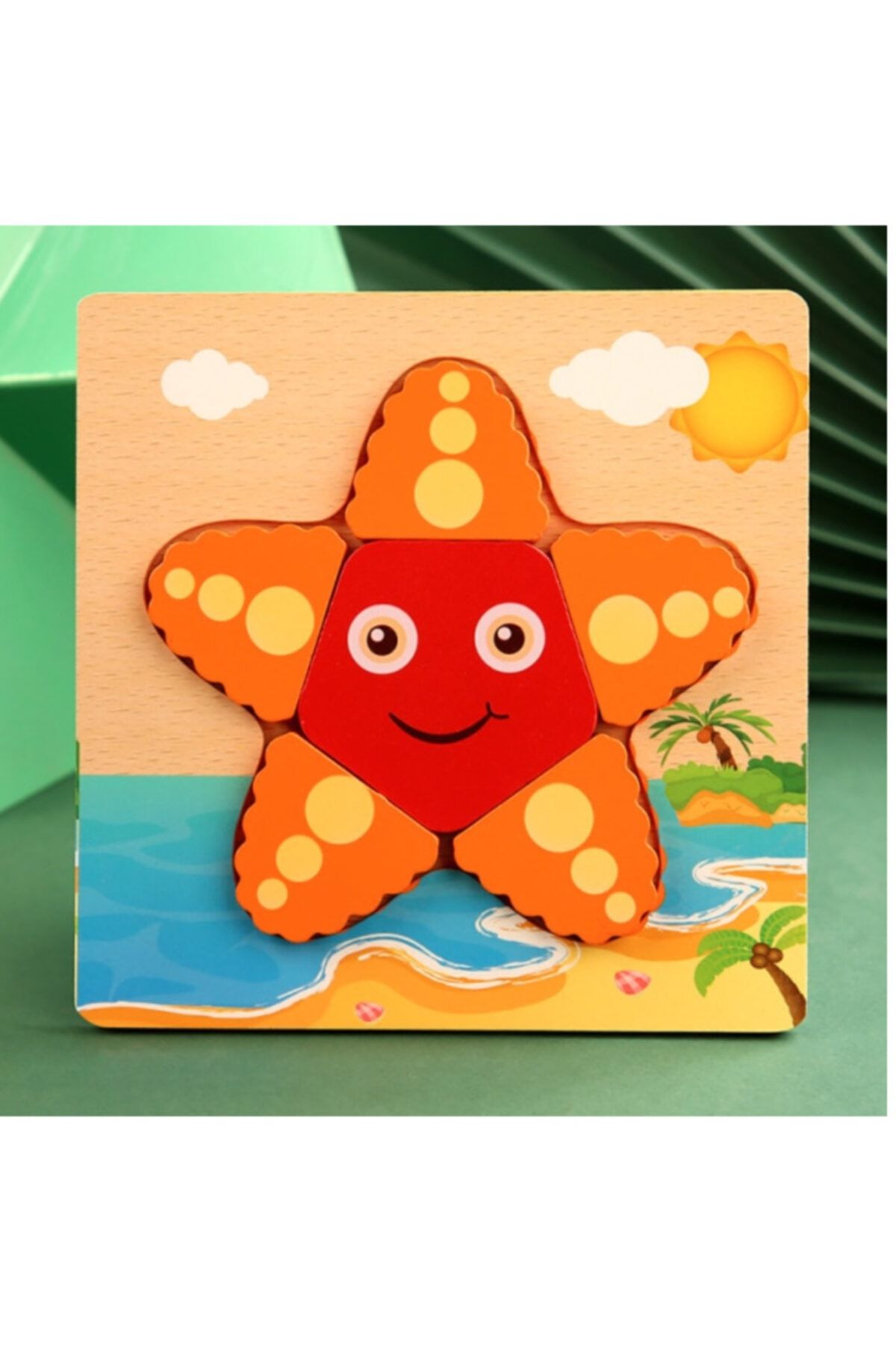 SHEKER HOME Ahşap Çocuk Montessori Eğitici Zeka Geliştirici 3d Yapboz Deniz Yıldızı Ahşap Oyuncak