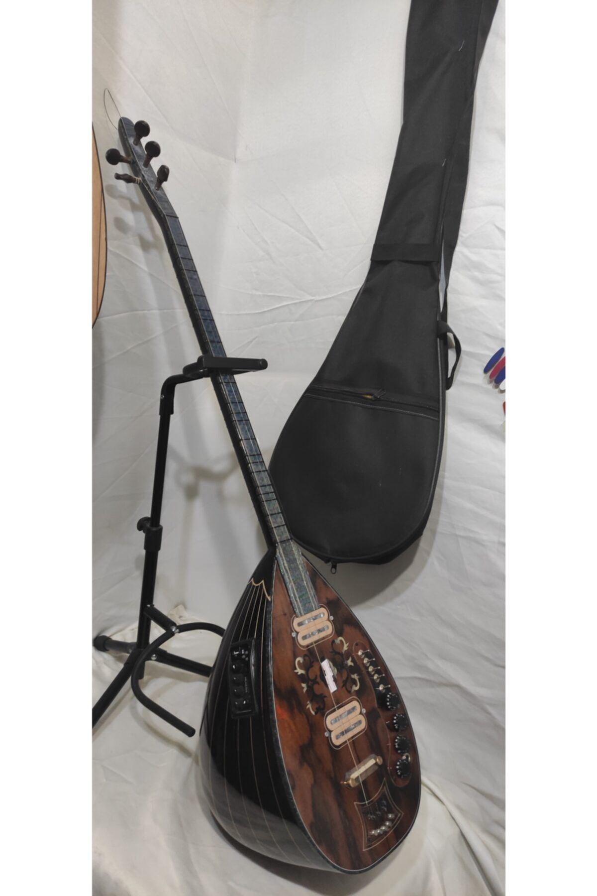 YILMAZ MÜZİK EVİ Elektro Bağlama Ritimli Ekolayzır Lı Sedef Işlemeli Kelebek Saz