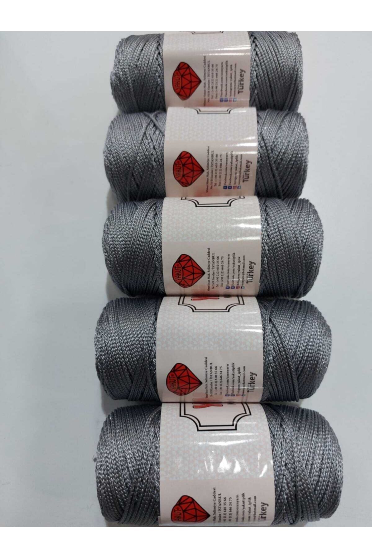 Başak Yün İplik [1adet] 3mm 100 Gr 150 Mt Polyesyer Makrome Gri Supla Ve Çanta Ipliği Tığ No 2,5 Veya 3 Dür