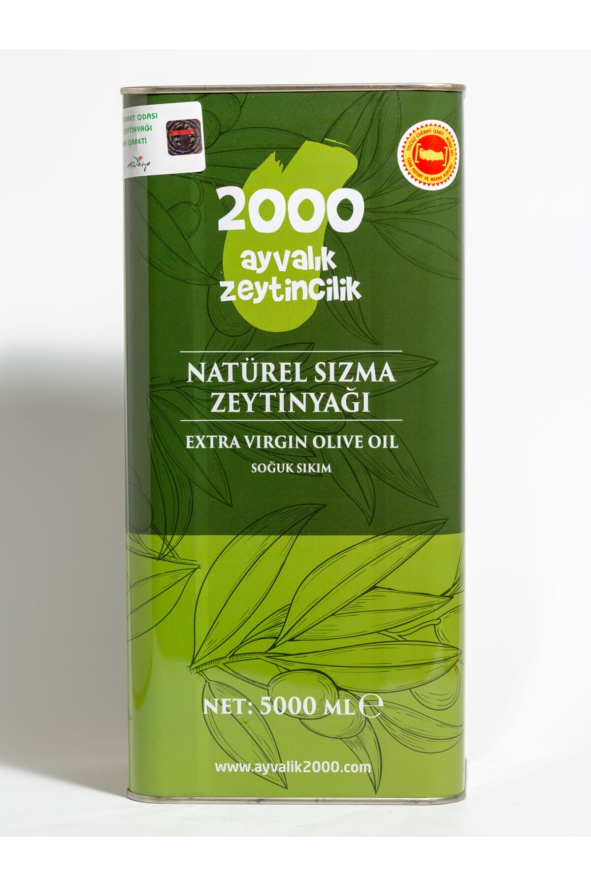 2000 AYVALIK ZEYTİNCİLİK Yeni Mahsül Taş Kırma Soğuk Sıkım Sızma Zeytinyağı 5 Lt