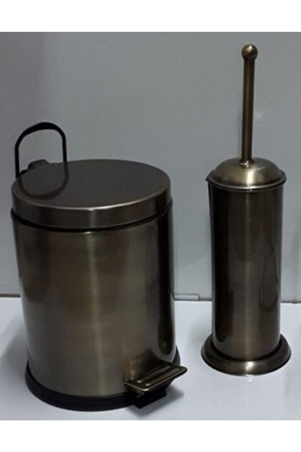 Defne Banyo Çöp Kovası 5 Litre + Biyeli Antik Tuvalet Fırçası Set Antik
