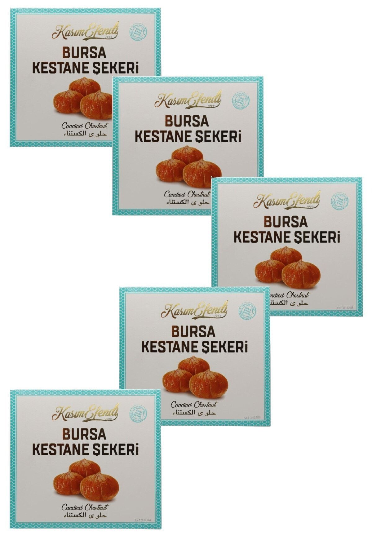 Kasım Efendi Özel Kutulu Lüks Glikozsuz Bursa Kestane Şekeri 550gr X 5 Adet