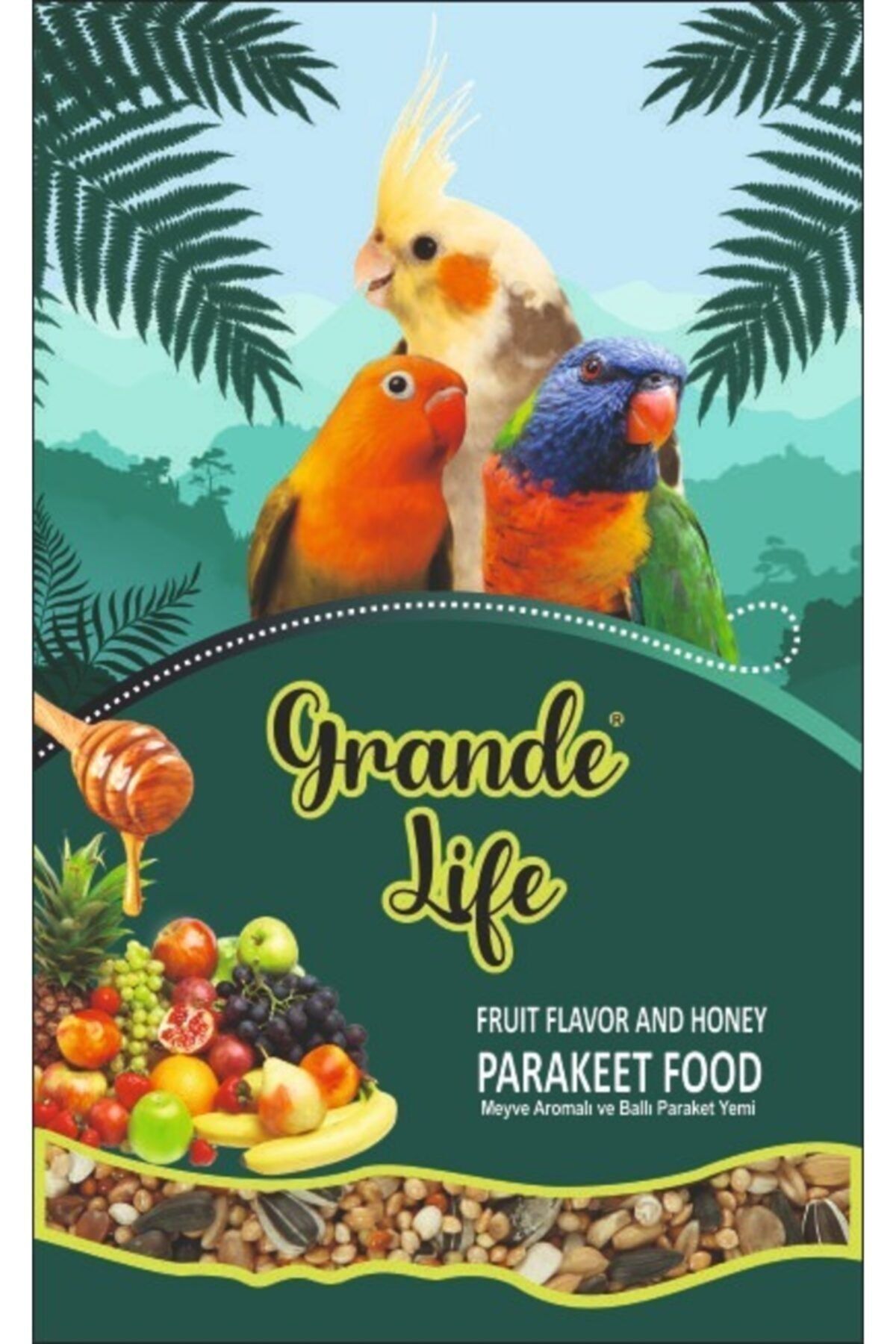 NATURAL PET PET FOOD GRANDE LİFE Meyveli Sultan Cennet Papağan Pareket Yemi 1 Kg