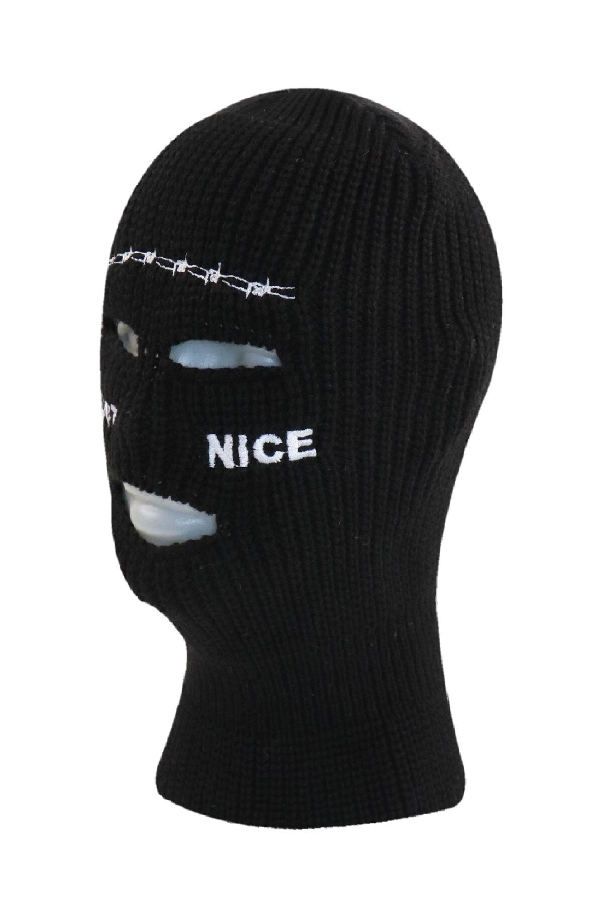 zirve şapka Siyah Not Nice Nakışlı Kar Maskesi