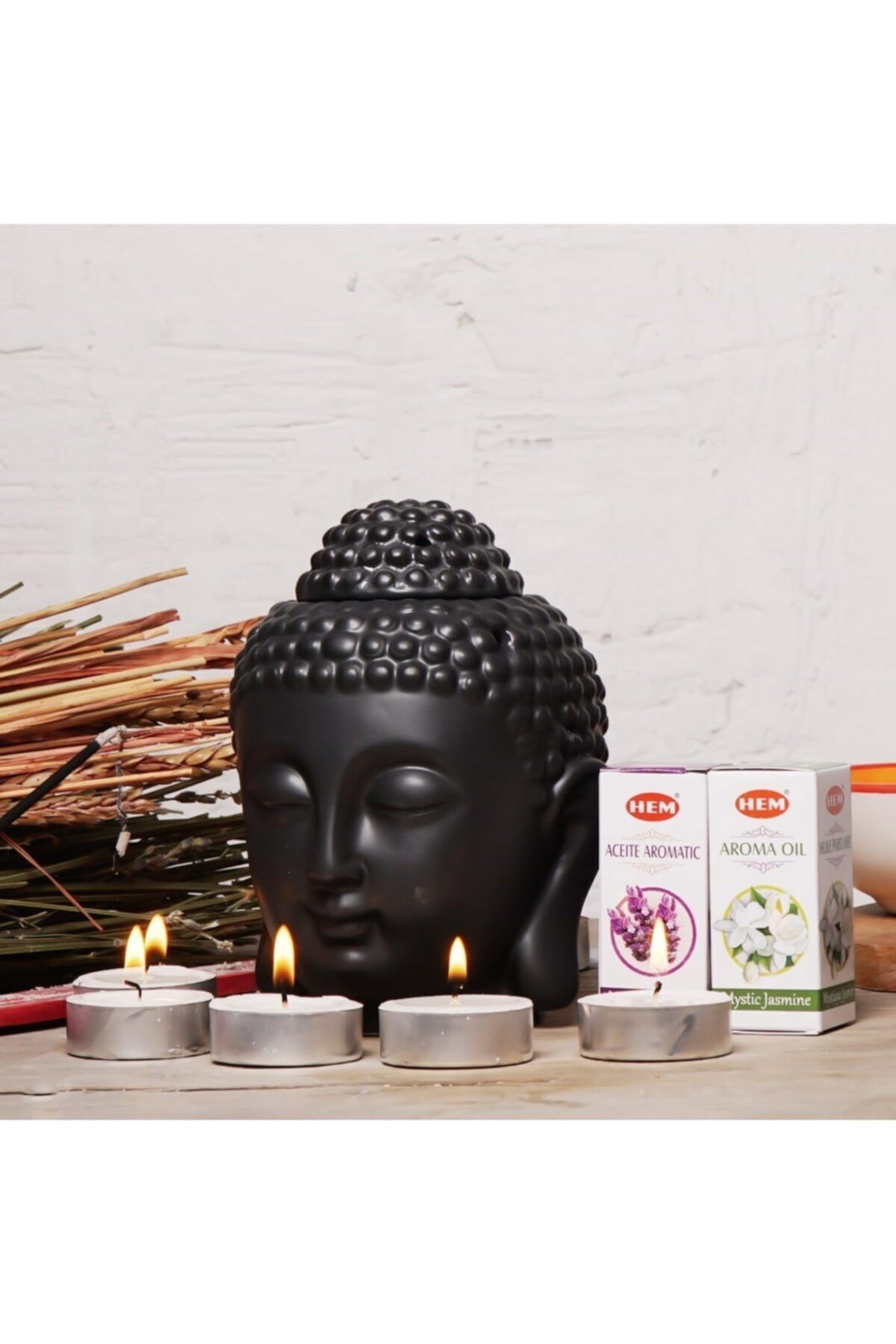 Mitr Siyah Buddha Temalı Doğal Buhurdanlık Seti