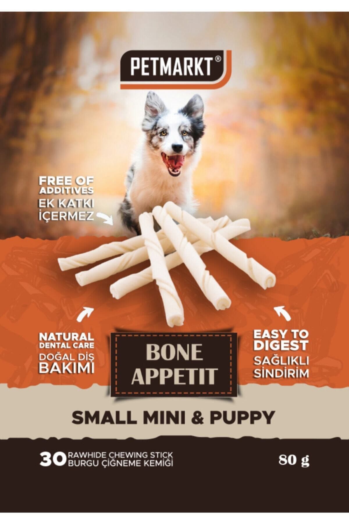 Pet Markt Petmarkt 30 Adet Sütlü Burgu 13 Cm Small Mini Puppy Çiğneme Kemiği 80 Gr