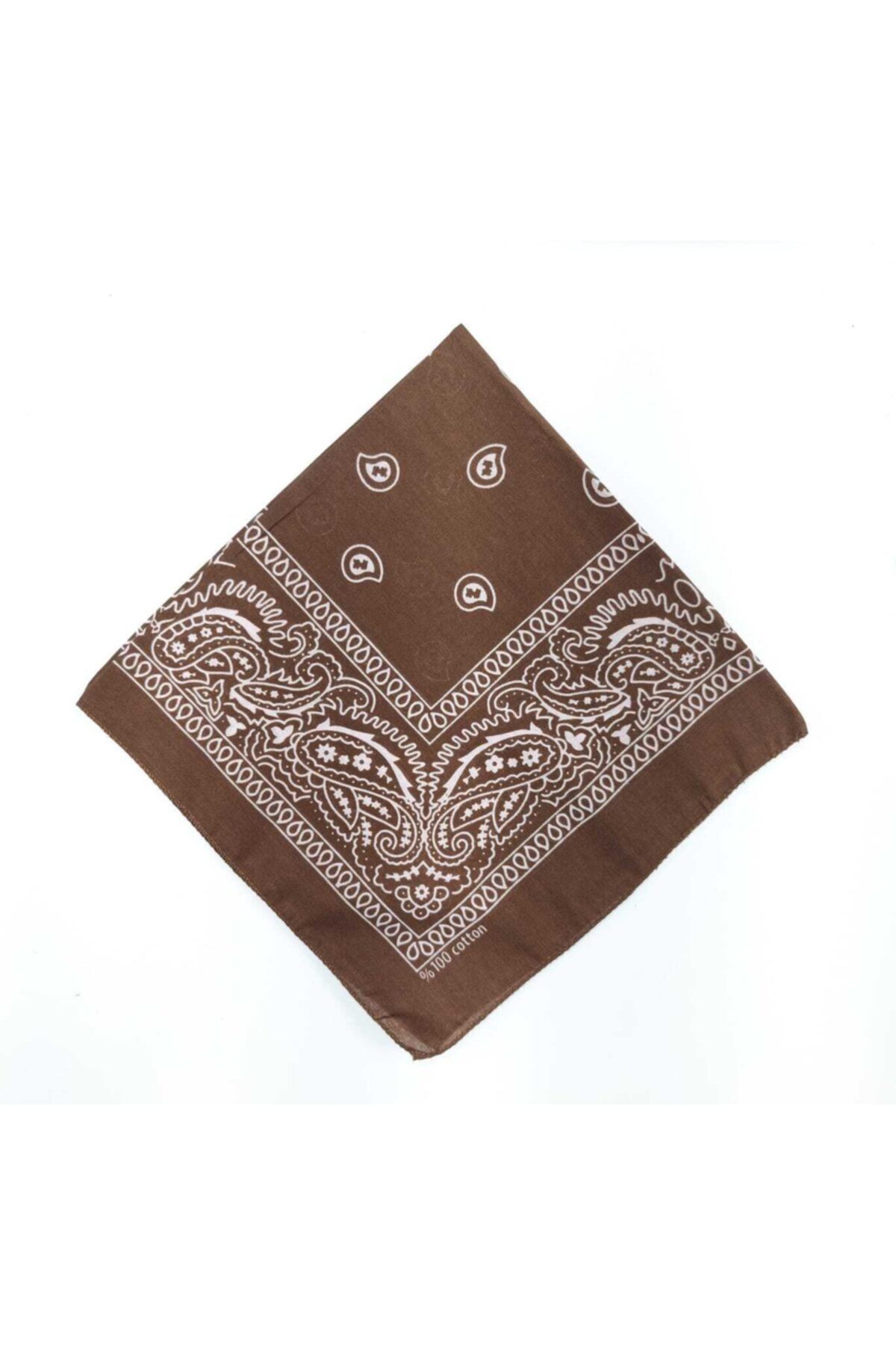 Fular Marketi Unisex Kahve Etnik Desenli Pamuk Bandana