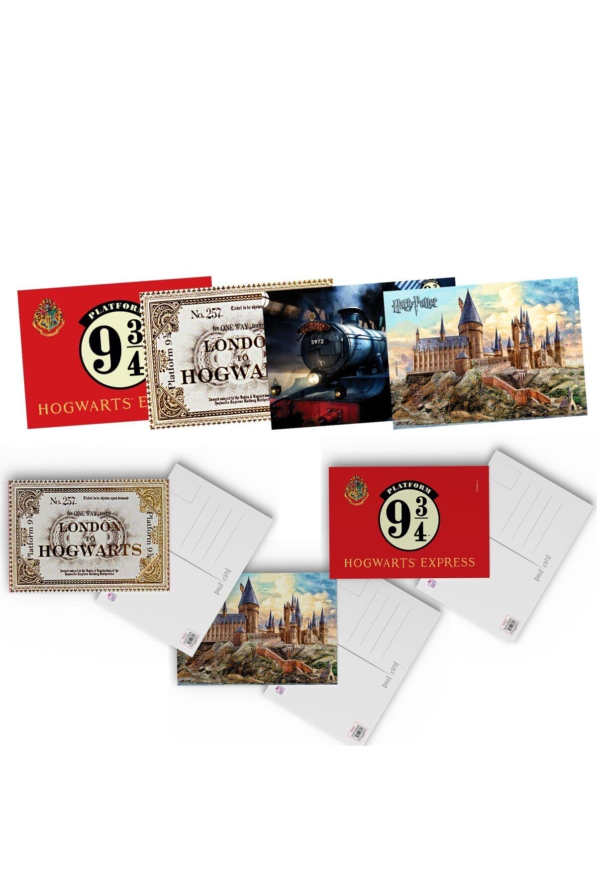 GiFi Kartpostal Harry Potter 4 Adet Hogwarts Express Lisanslı Tebrik Kartı 9 3/4 Platform
