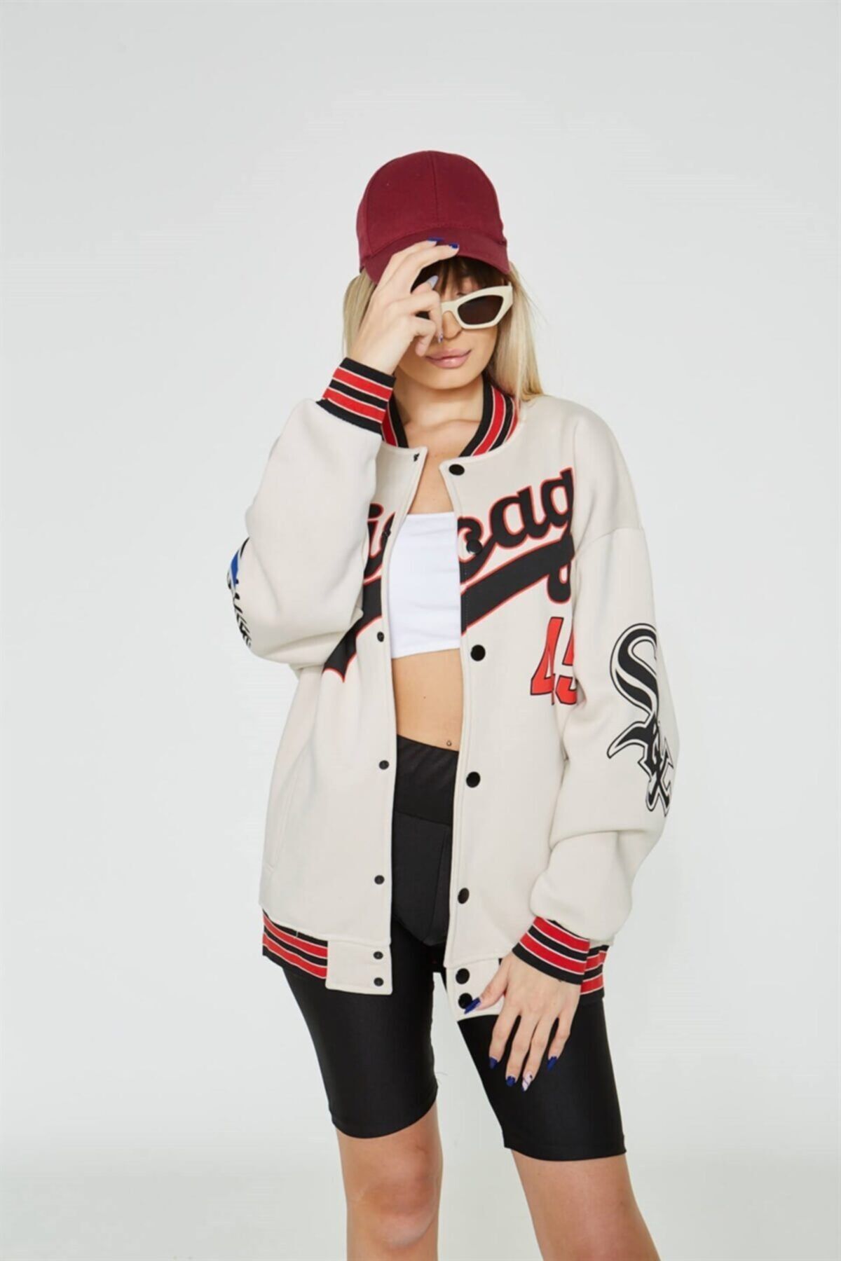 The Champ Global Unisex Bej Chicago 45 Oversize Kolej Ceket