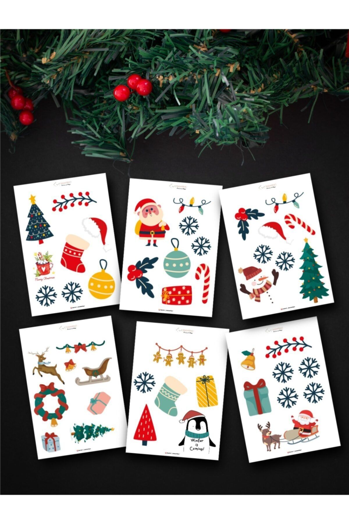 Tasarinci Yılbaşı Sticker Figürler Çocuk Ve Bebek Odası, Duvar- Cam Sticker Seti