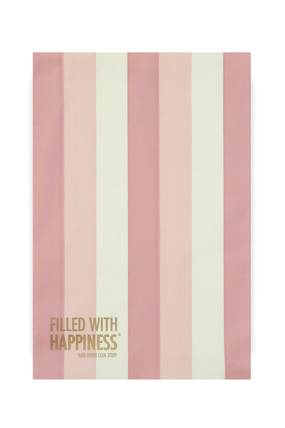 House Of Pack Renkli Kargo Poşeti-17*25 Cm-pembe Çizgili-100 Adet - 'filled With Happıness' Baskılı
