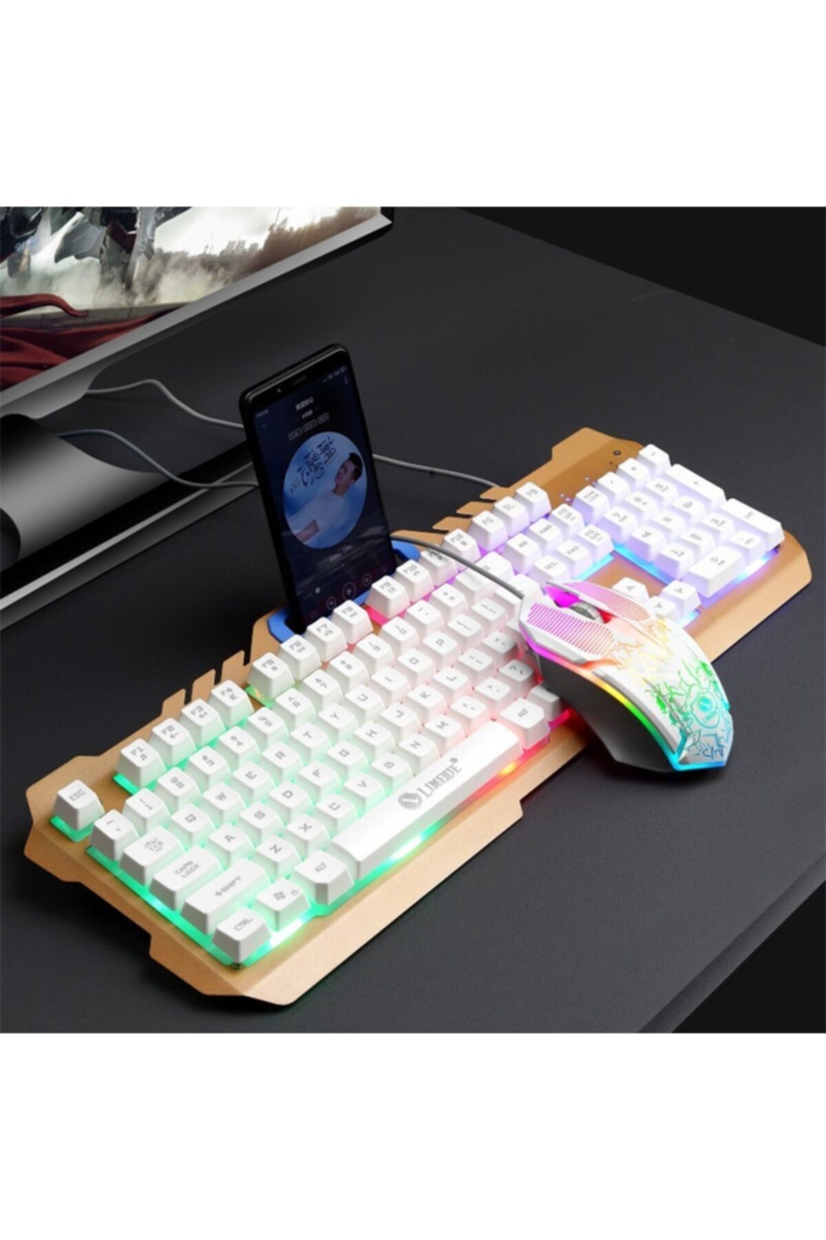Else Rgb Aydınlatmalı Gaming Klavye Ve Mouse Seti - Oyuncu Klavyesi Seti Gökkuşağı Aydınlatmalı