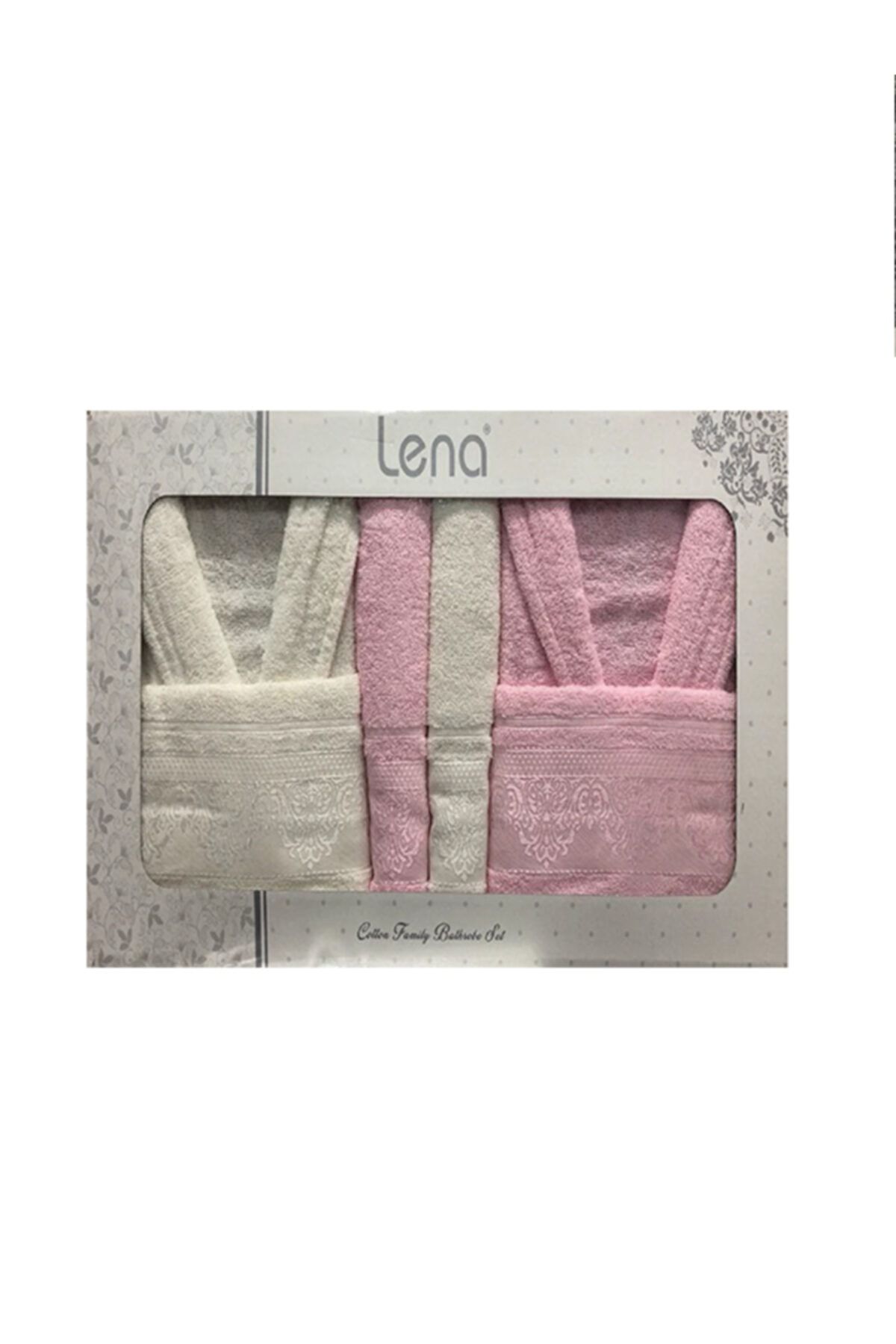 JULİE HOME Silver Lena 6 Parça Aile Bornoz Seti-krem Pembe
