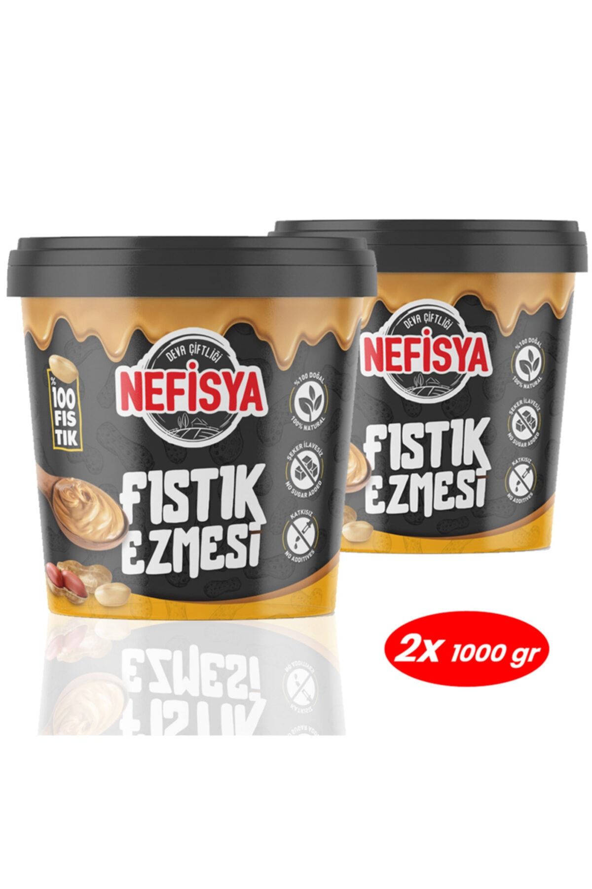 Deva Çiftliği 2 Kg Şekersiz Katkısız %100 Fıstık Ezmesi (2 X 1000 GR)