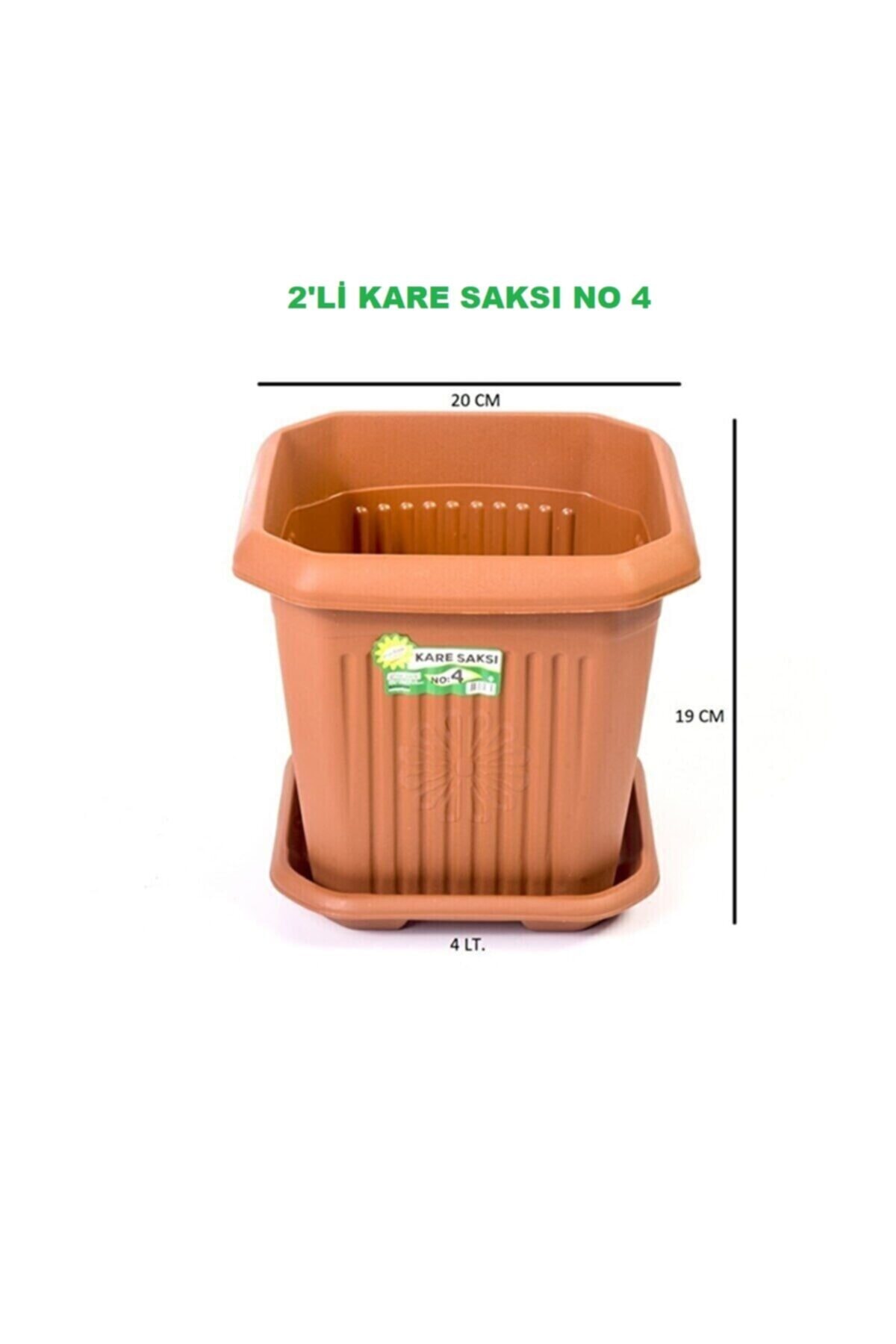 Hak Plastik 2'li Kare Saksı No 4 Çiçek Saksısı Iki Adet