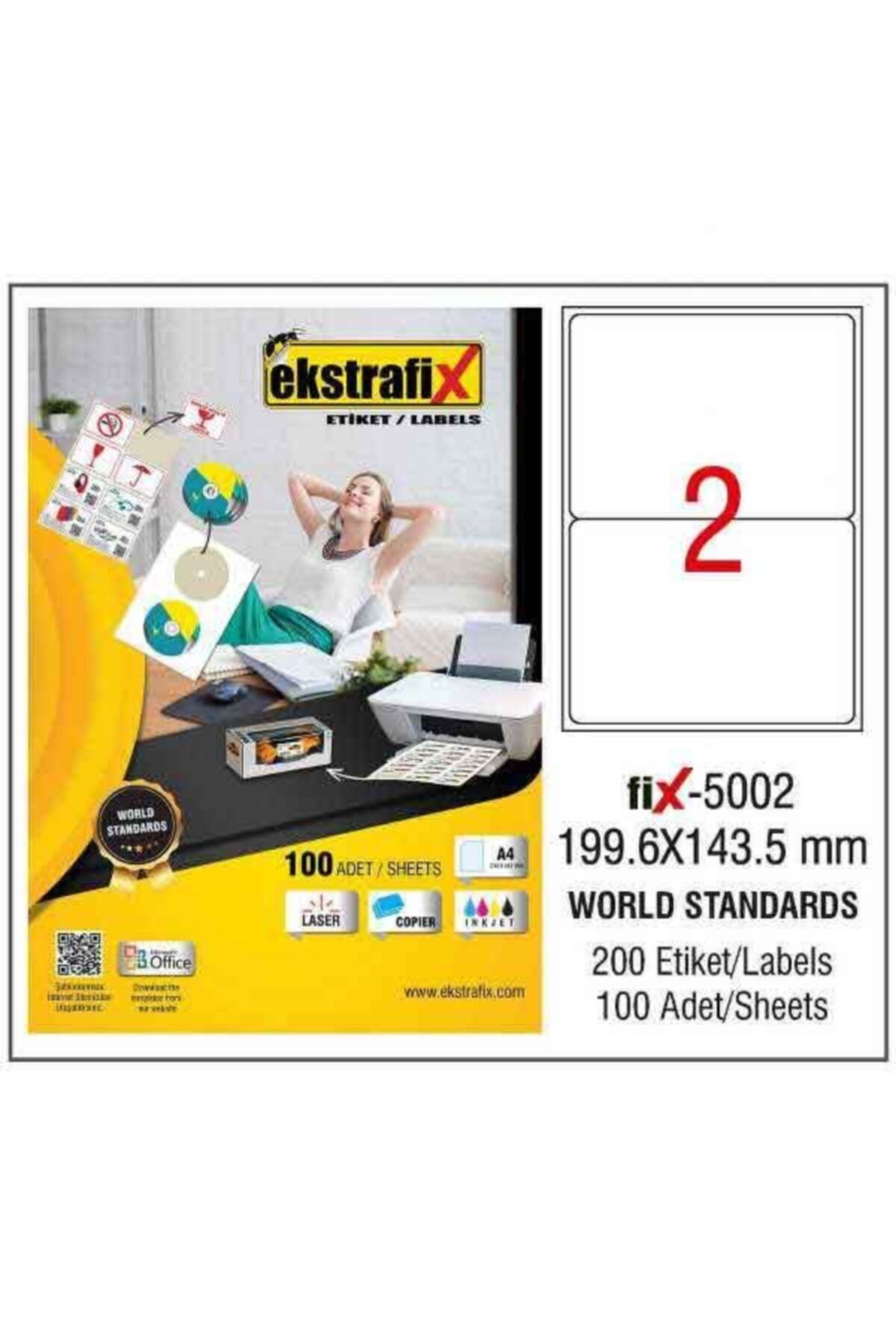 İnter Ekstrafix Fix-5002 Laser Etiket 199,6x143.5 Mm Q