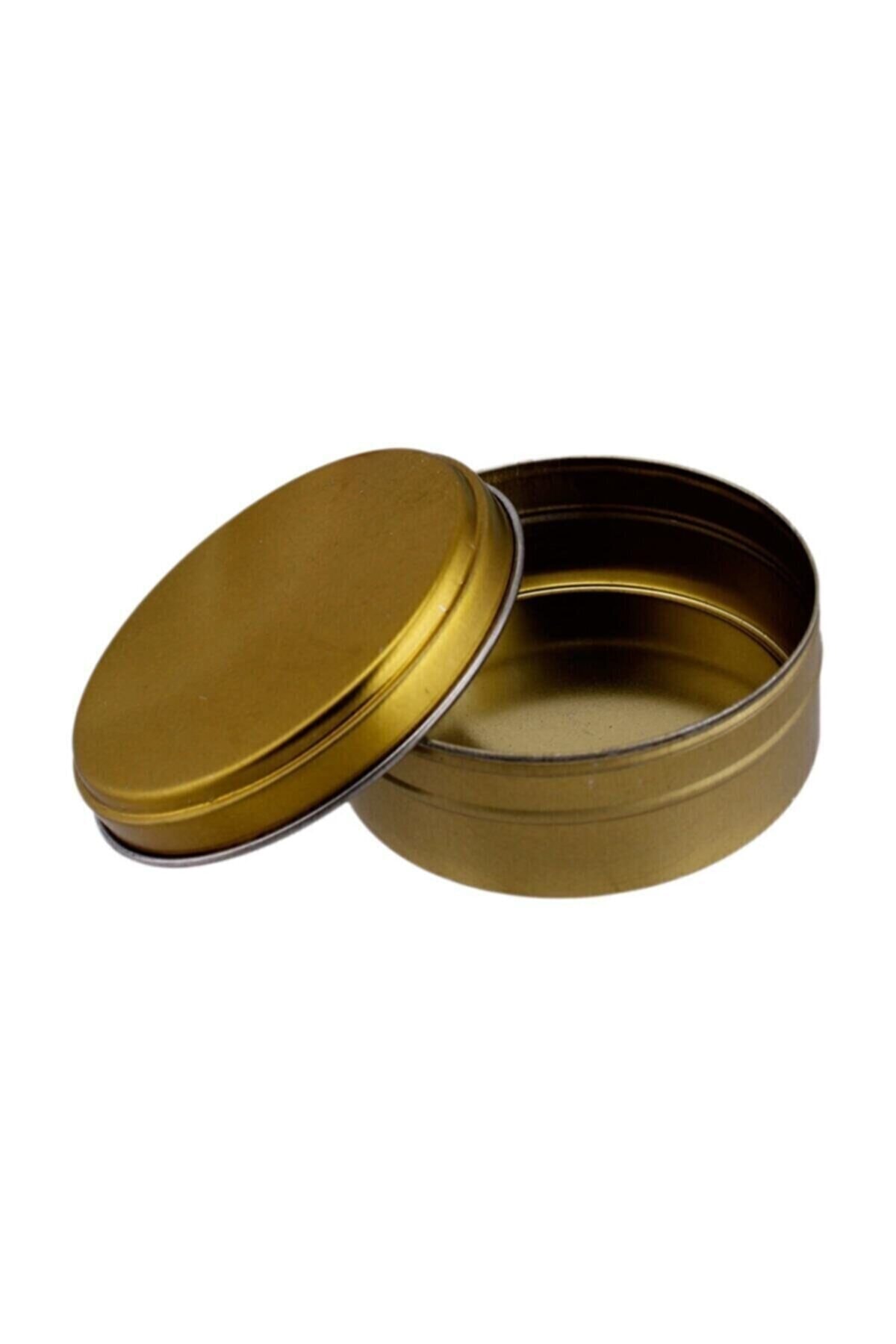 MoonShopİstanbul 83mm Çap X 35mm Derinlik Metal Teneke Kutu Gold Renkli