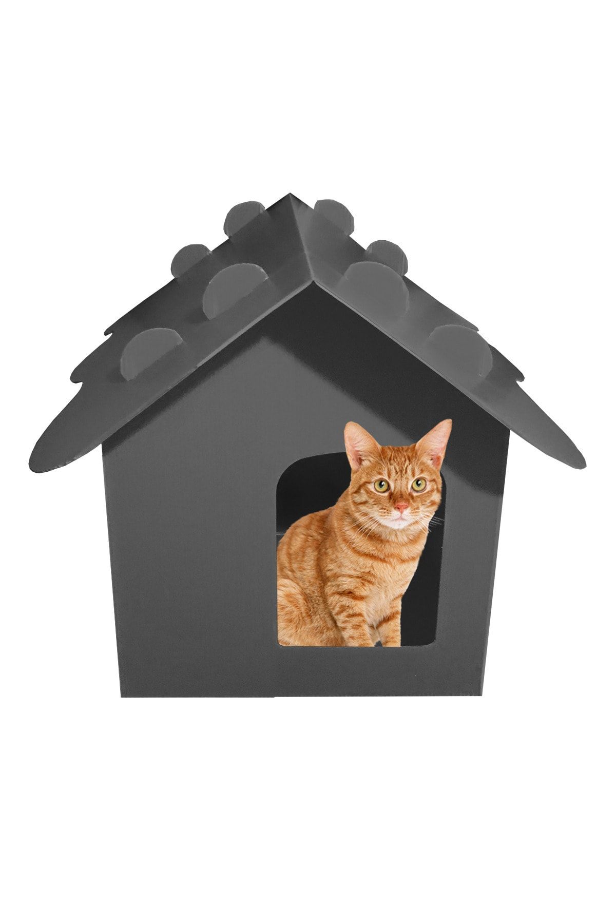 Pati Mama Su Geçirmez Pp Plastik Dış Mekan Kedi Evi (45X43X35CM) - Gri