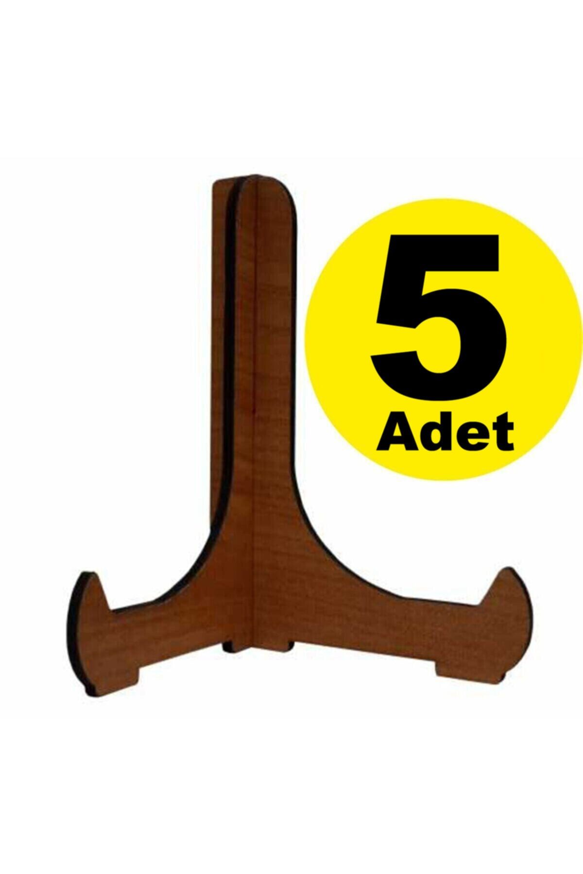 GİZEM SHOP Çerçeve Tabak Teşhir Ayağı Stand Ahşap Stand 9cmx10cm Şövalye Ceviz 5 Adet