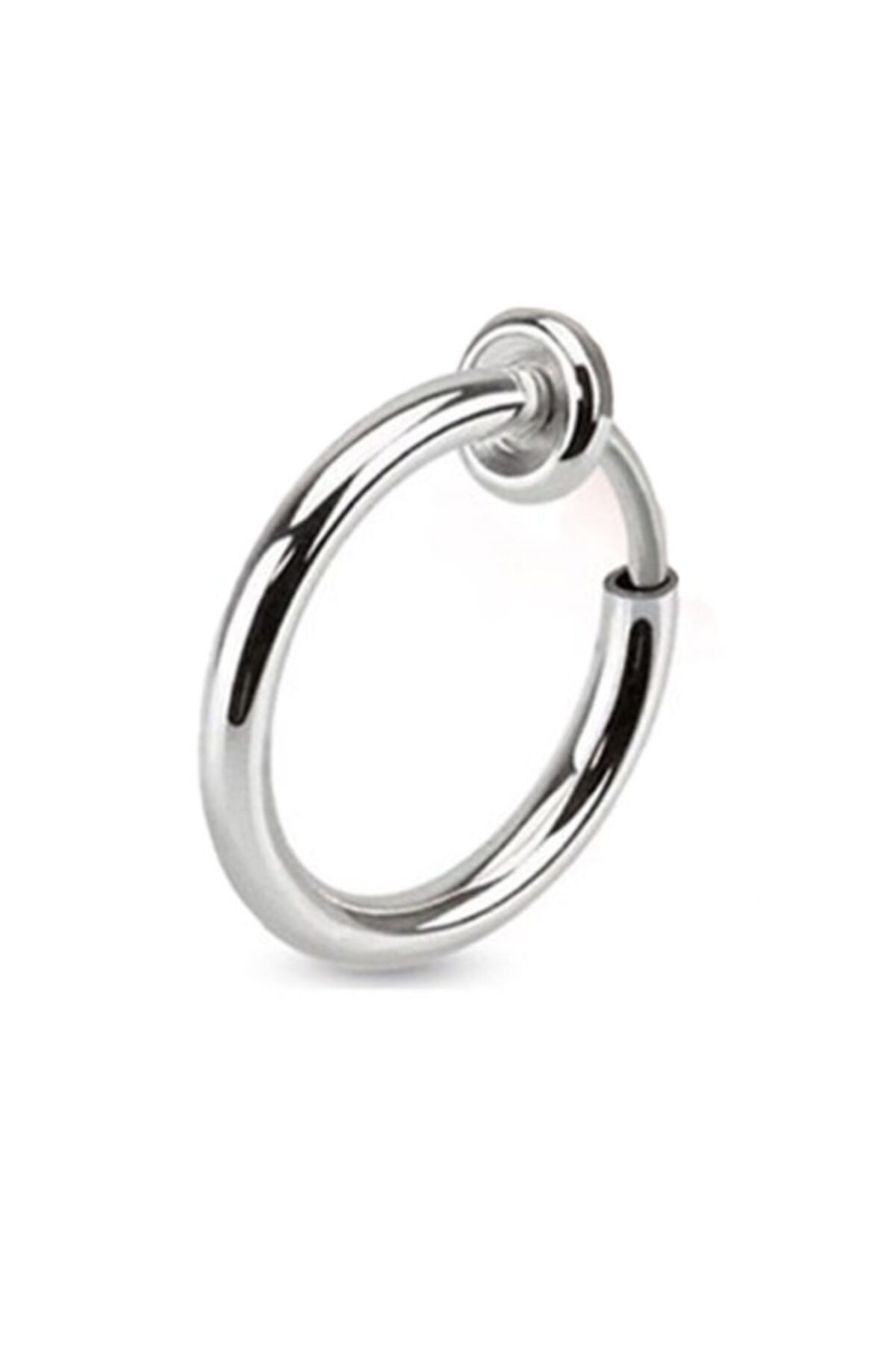 The Collection Unisex Gümüş Cerrahi Çelik Deliksiz Sıkıştırmalı Fake Piercing Tragus Helix Küpe
