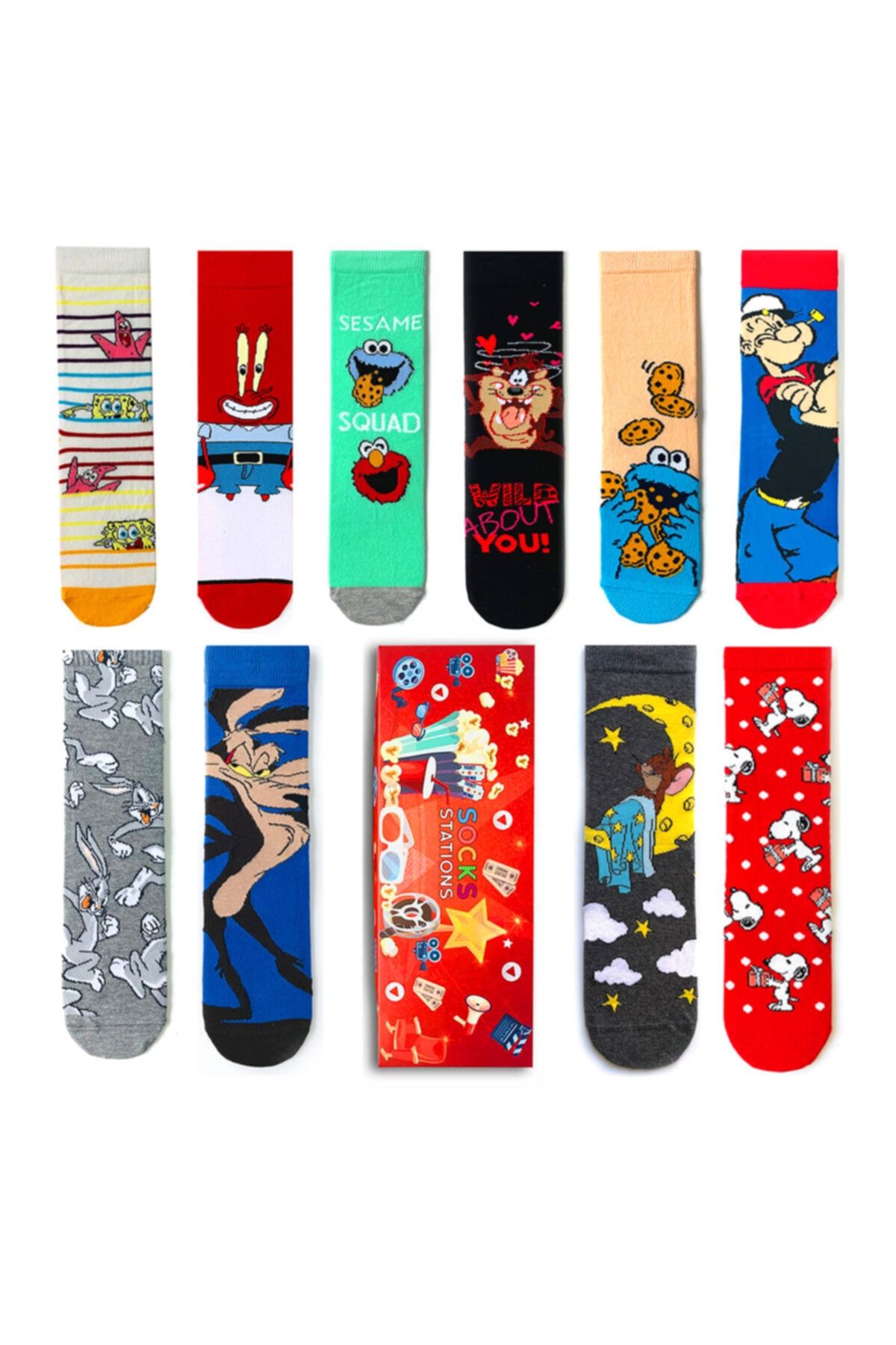 Socks Stations Mouse Renkli Desenli Çorap Kutusu 5'li