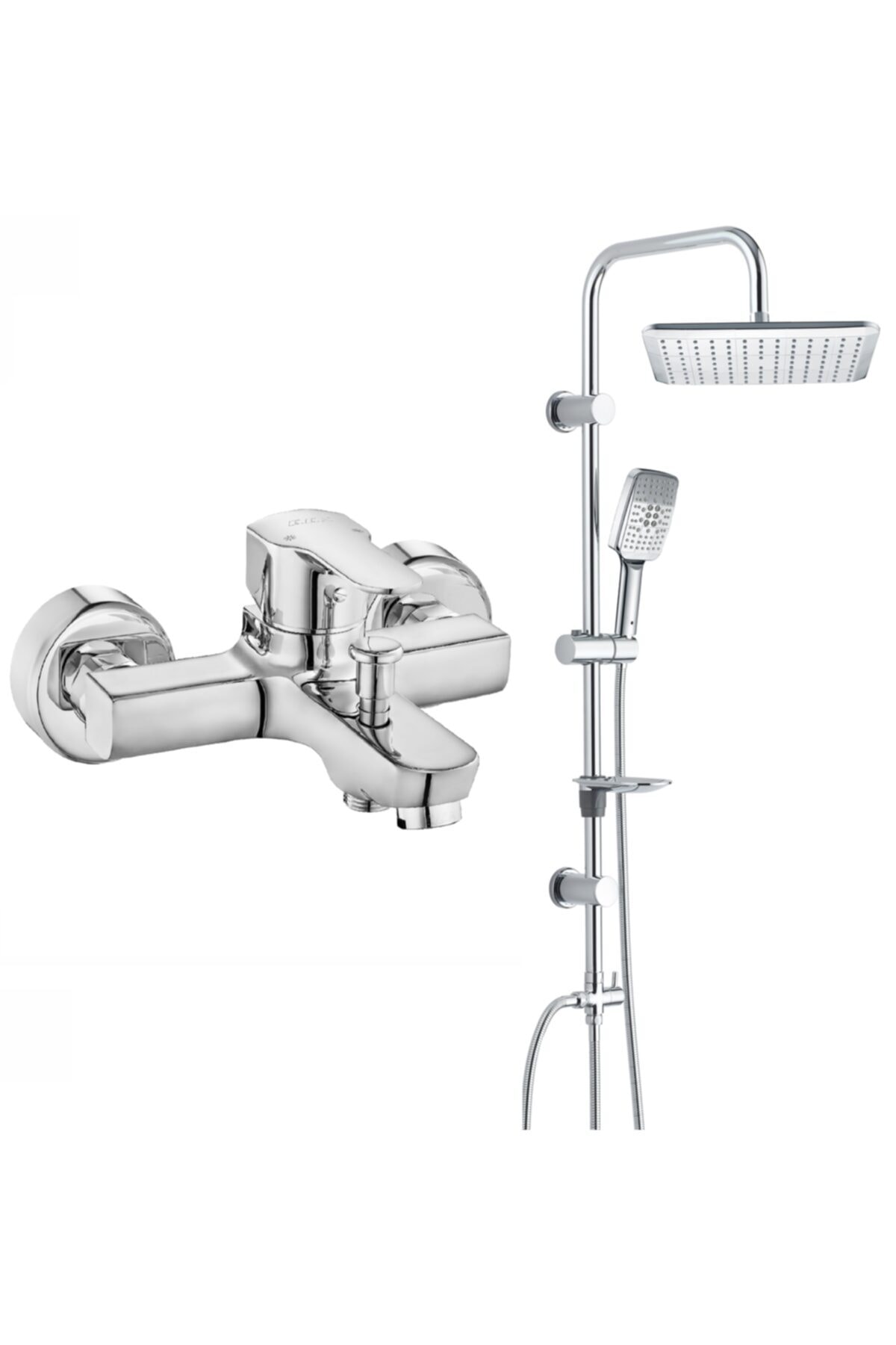 T MAY Eca Star Banyo Bataryası + T-may Gürle Tepe Duş Takımı Seti Krom Paslanmaz