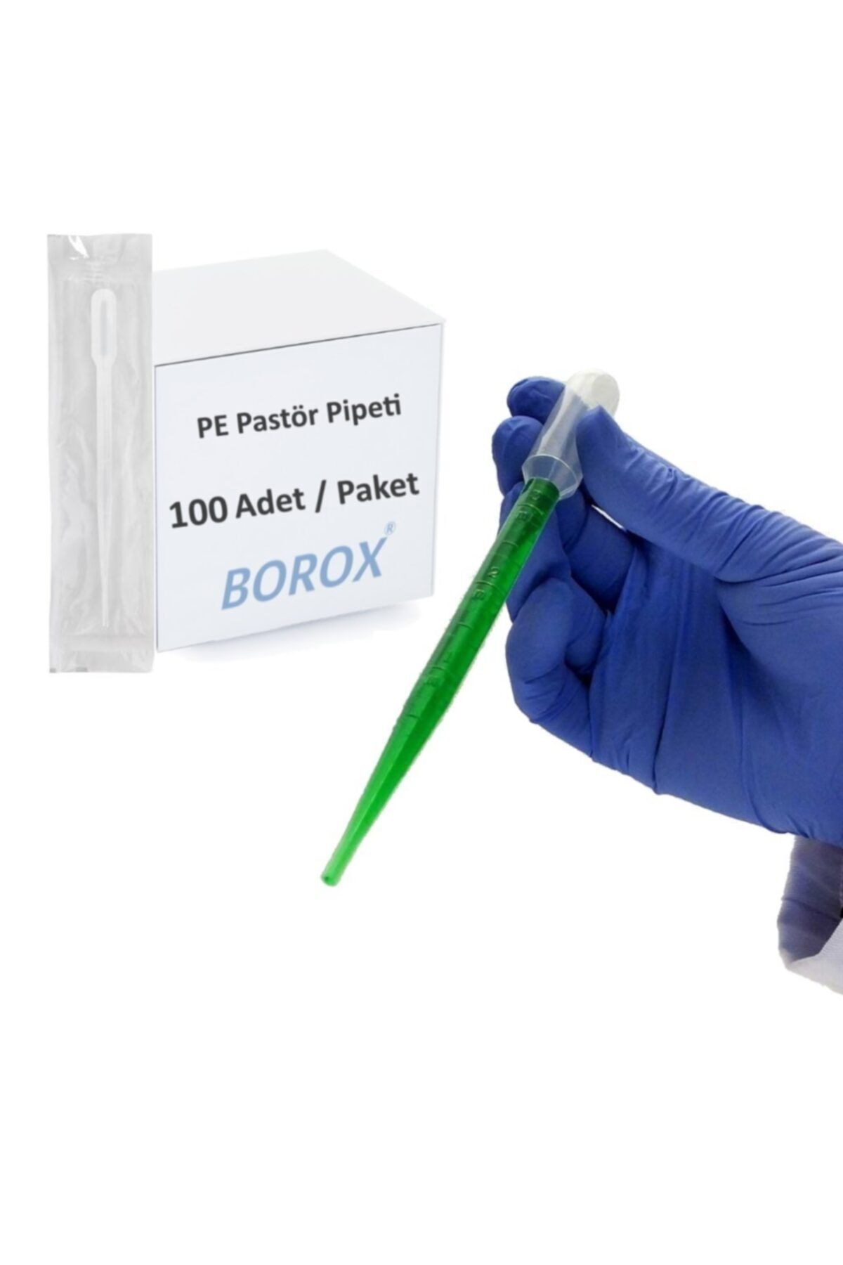 Borox Steril Pastör Pipeti - Plastik Damlalık - Dereceli 0.5 -3.0 Ml - Tek Tek Poşetli - 100 Ad/pk