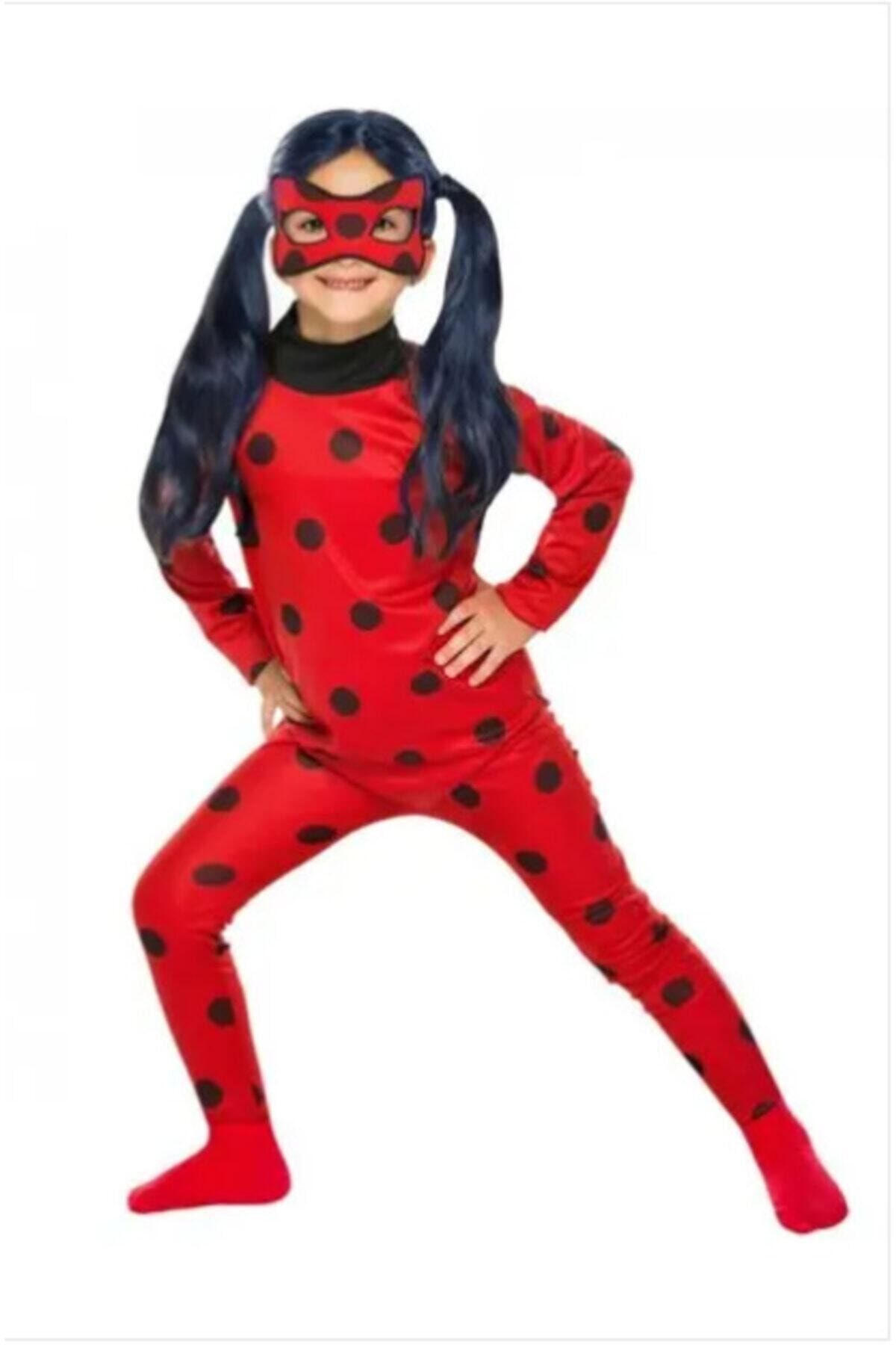 Tek Favorim Uğur Böceği Kostümü Mucize Uğur Böceği Lady Bug Kırmızı Benekli Maskeli Kostüm