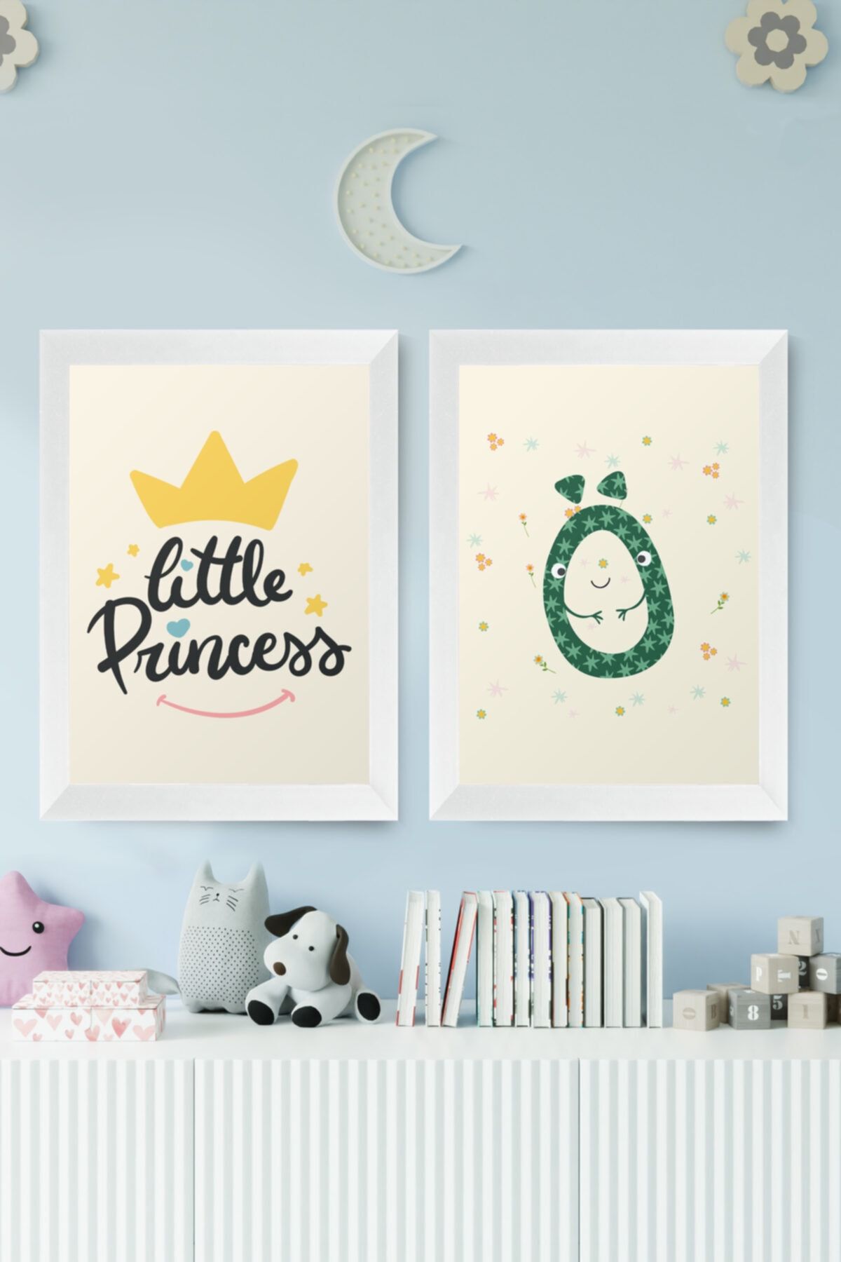 digital art Little Princess Prenses Kız Çocuk Odası Ö Isim Baş Harfli Tablo Beyaz