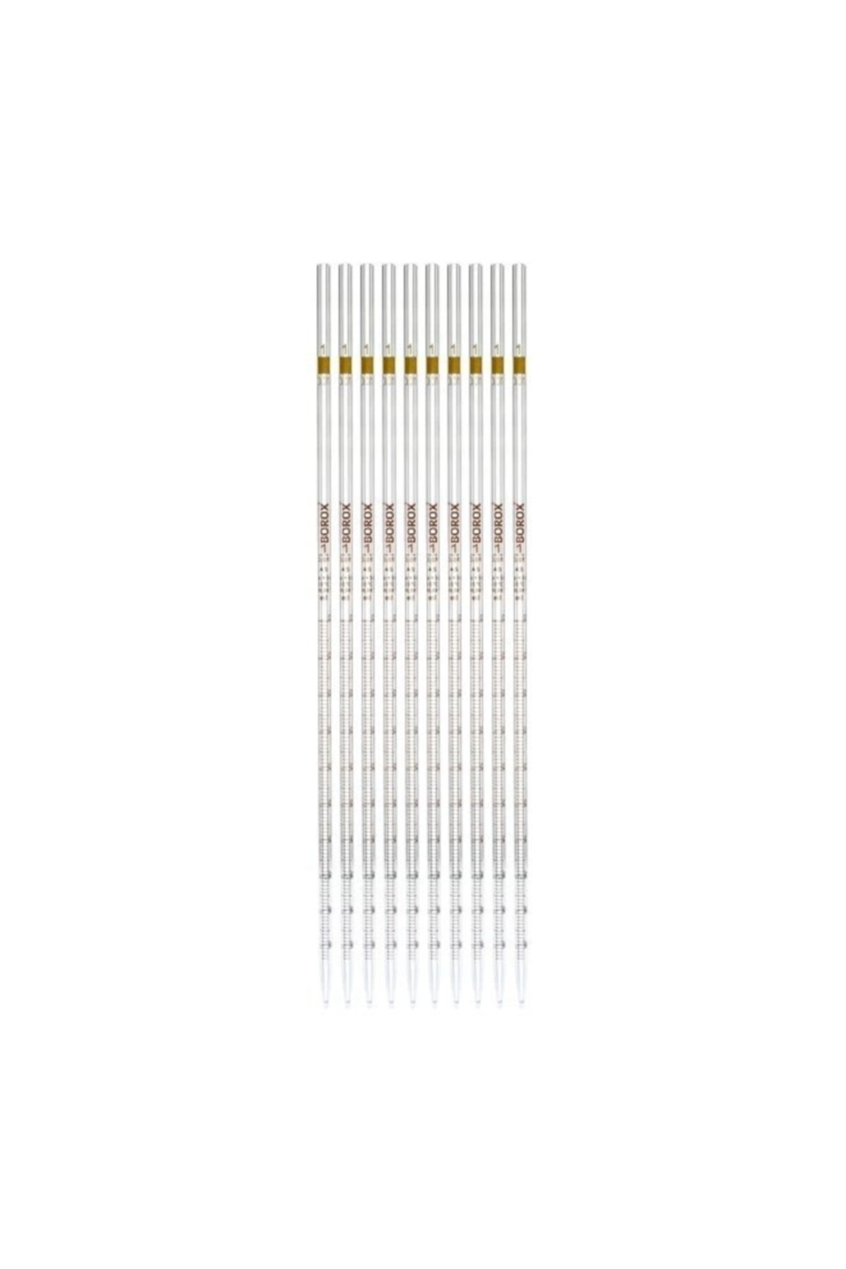 Borox Cam Pipet 1 ml - Dereceli - Serolojik Pipeti - 10 Adet/paket