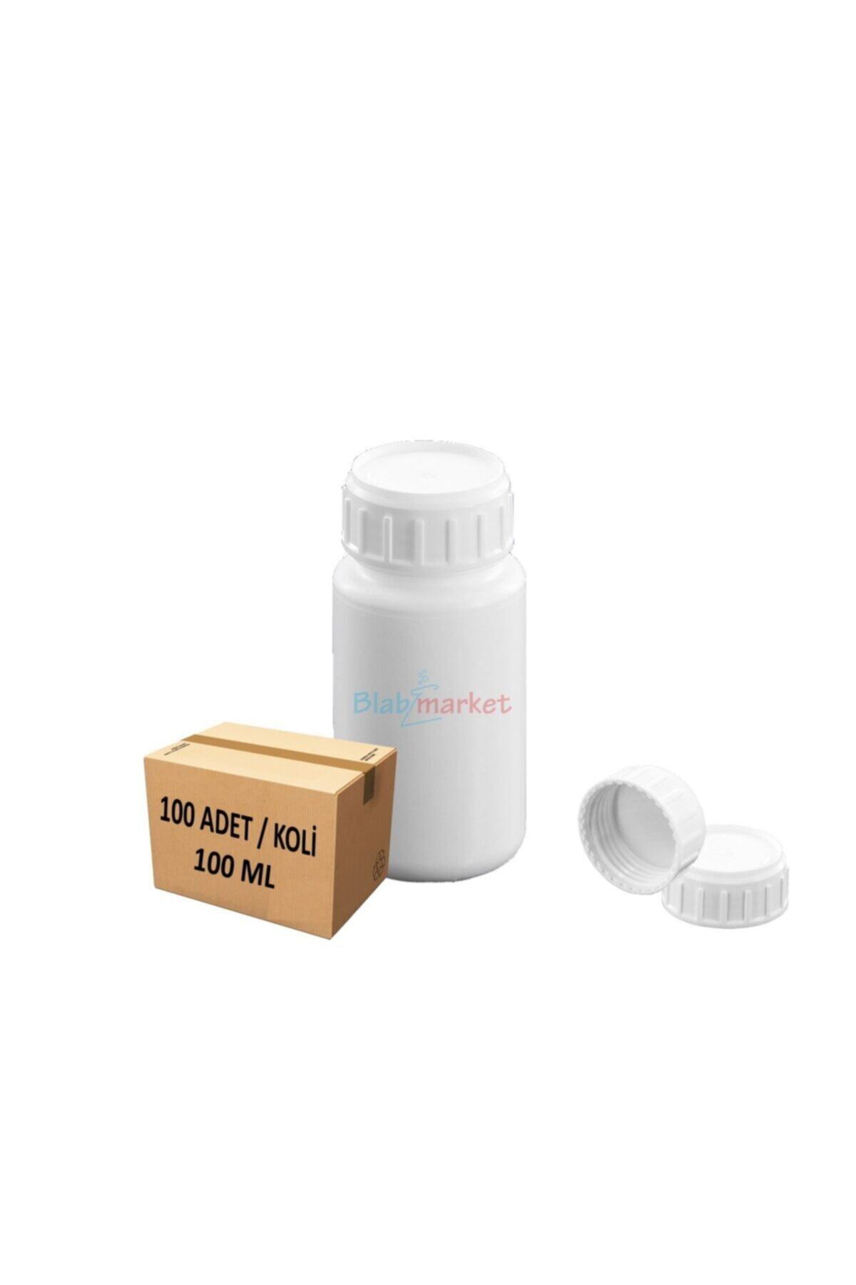 Borox Plastik Yuvarlak Şişe 100 ml - Kapaklı Numune Şişesi 100 Adet/koli