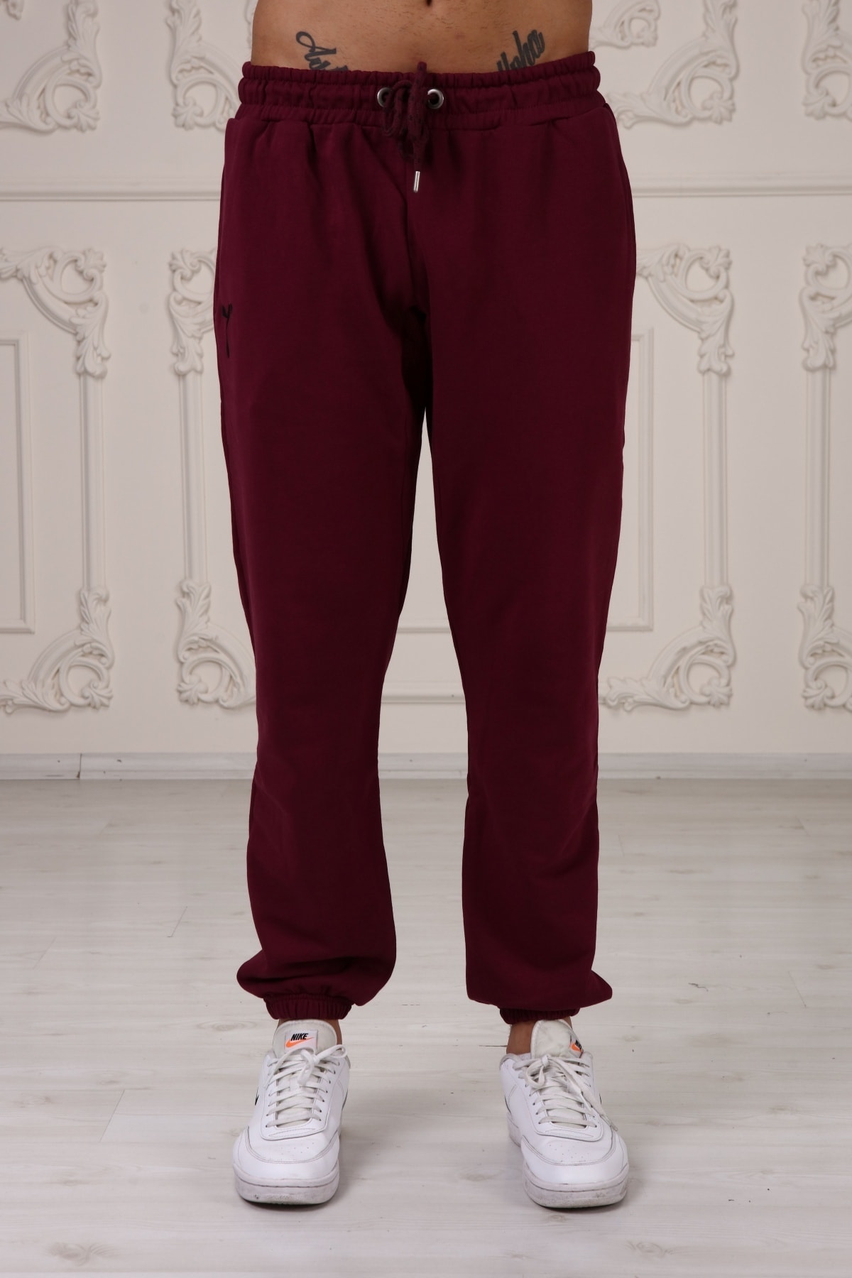 Seven Degrees Marka Ihracat Eşofman Alt Model Erkek Regular Fit Bordo Iki Iplik Eşofman Alt