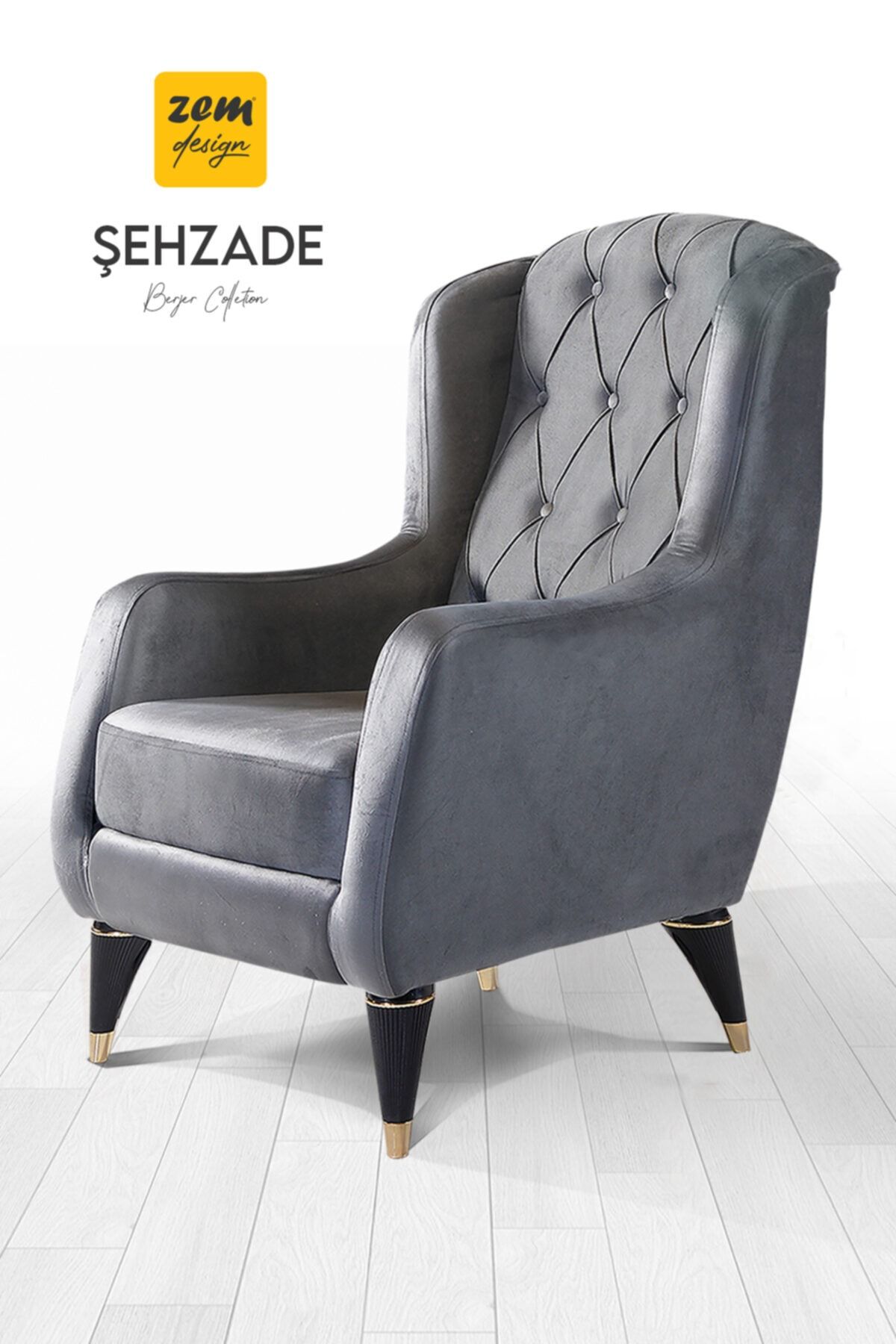 Zem Şehzade Berjer Gri Silinebilir Kumaş
