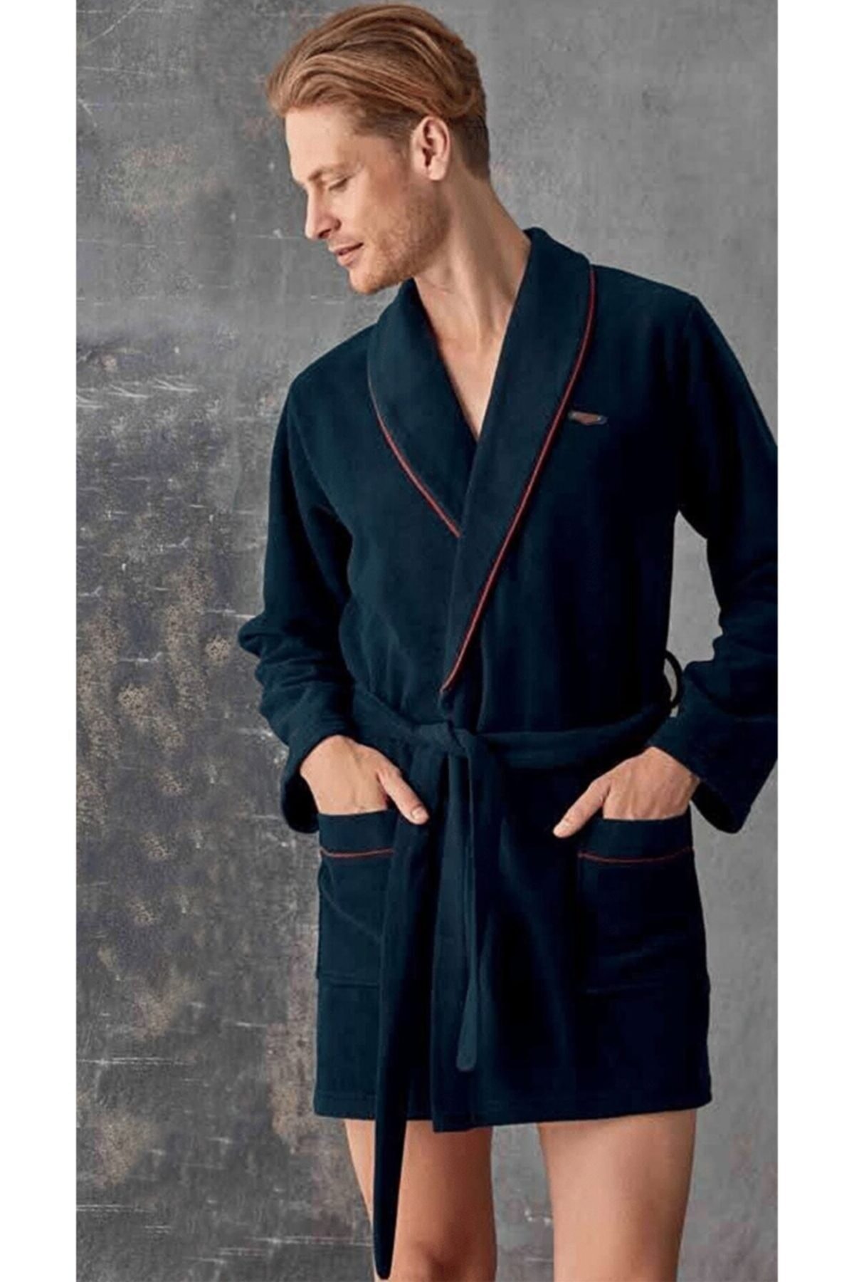 SWATİ Erkek Lacivert Polar Sabahlık Robdöşambr