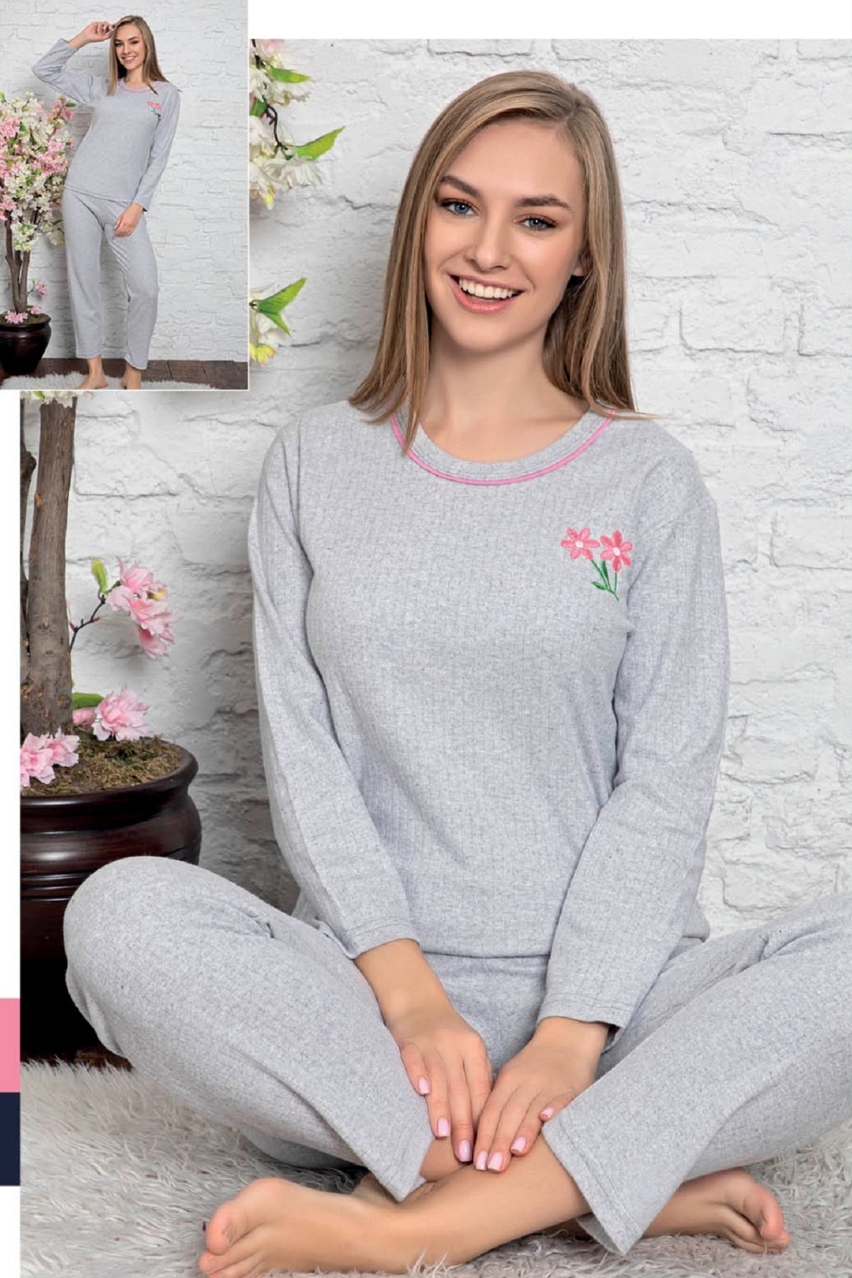 Ervanur Kadın Pijama Takımı Çizgili Kumaş