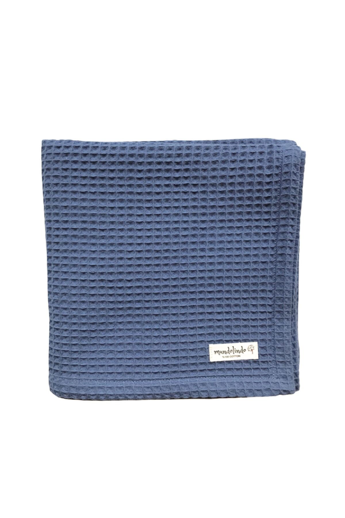 MundoLindo %100 Pamuk Waffle Denim Mavi Tek Kişilik Pike