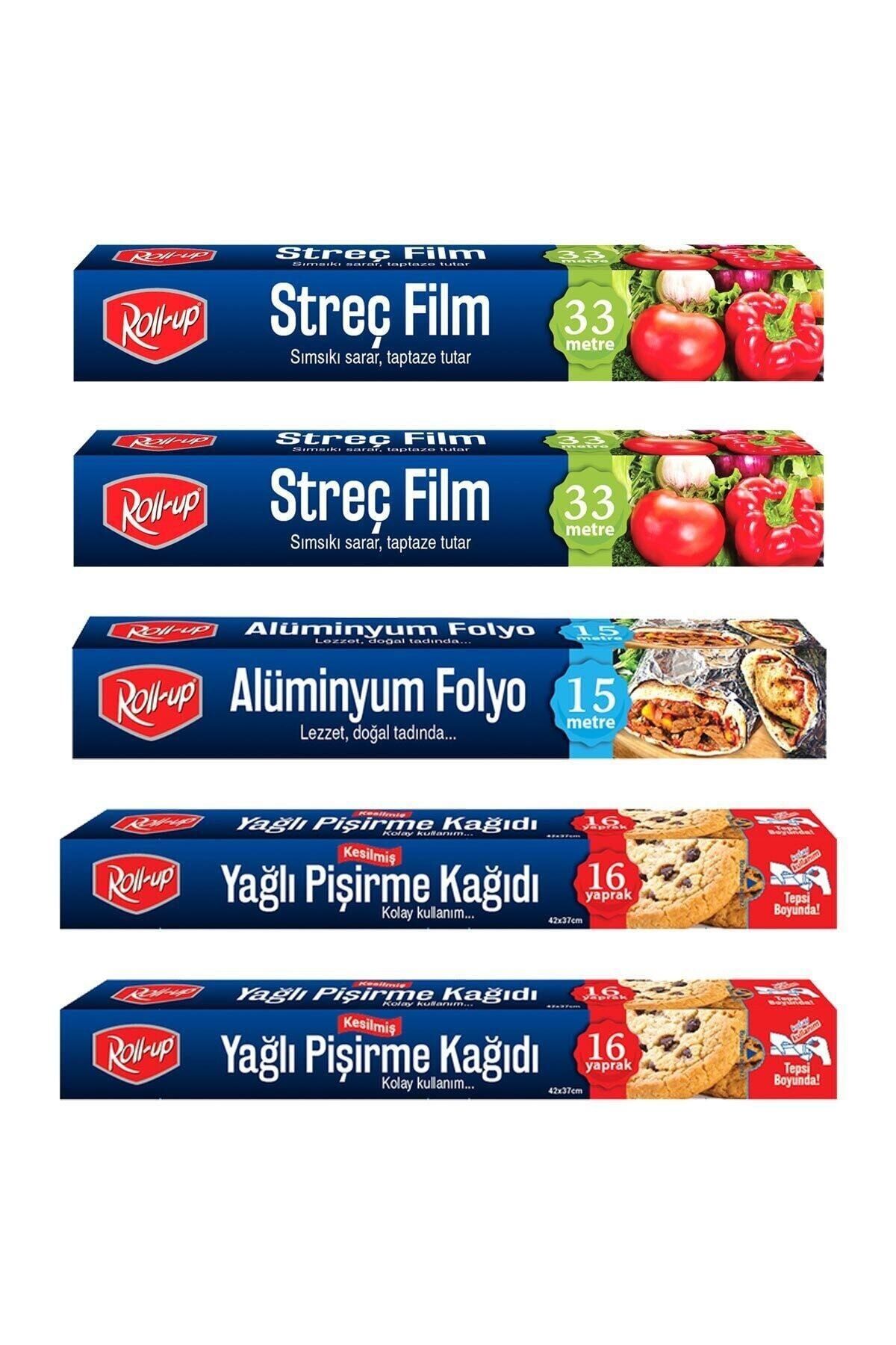 RollUp Streç Film + Alüminyum Folyo Pişirme Kağıdı 5 Parça