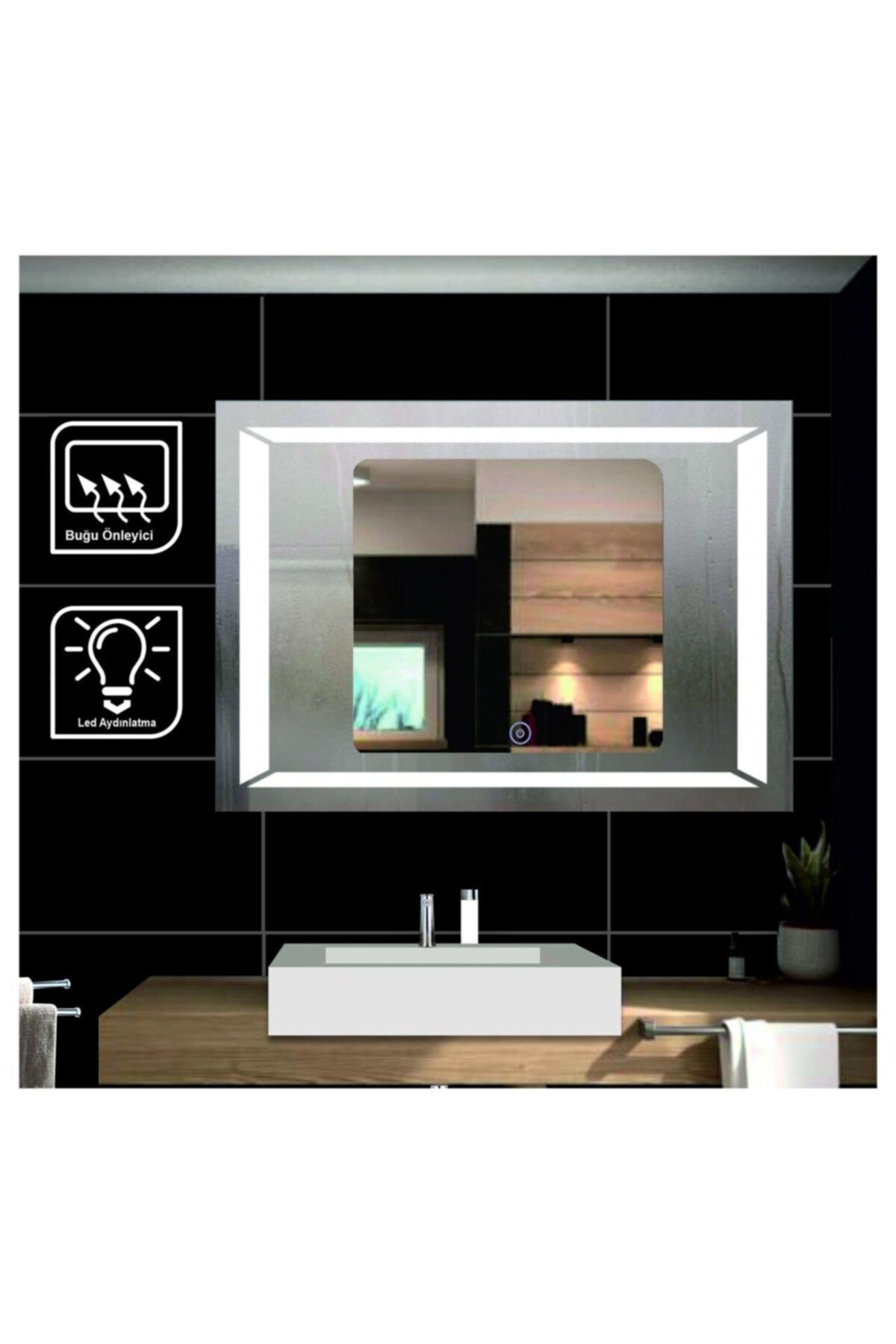 GLOBAL LED MIRROR 50x70 Dokunmatik Tuşlu Buğulanmayan Ledli Banyo Aynası