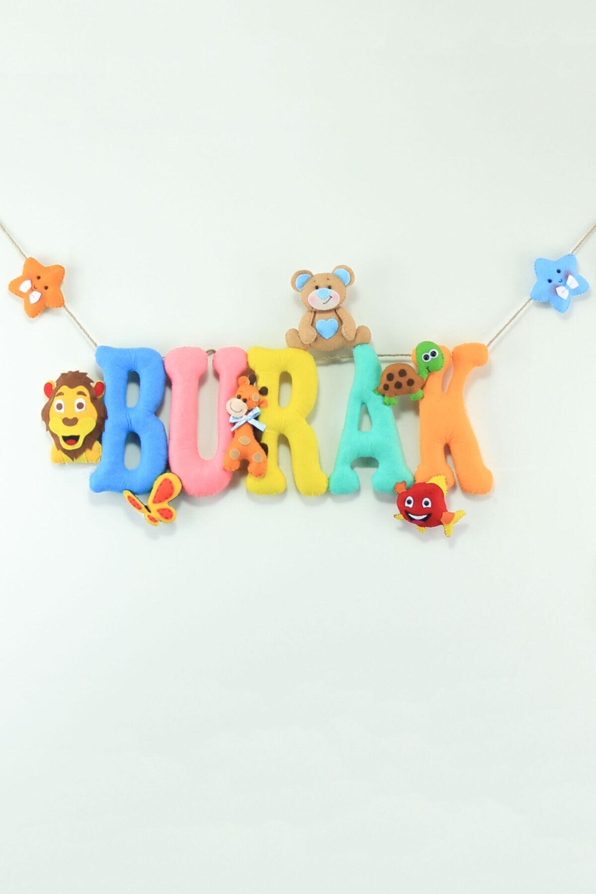 Renkli Hayallerim Burak İsimli Bebek Kapı Süsü