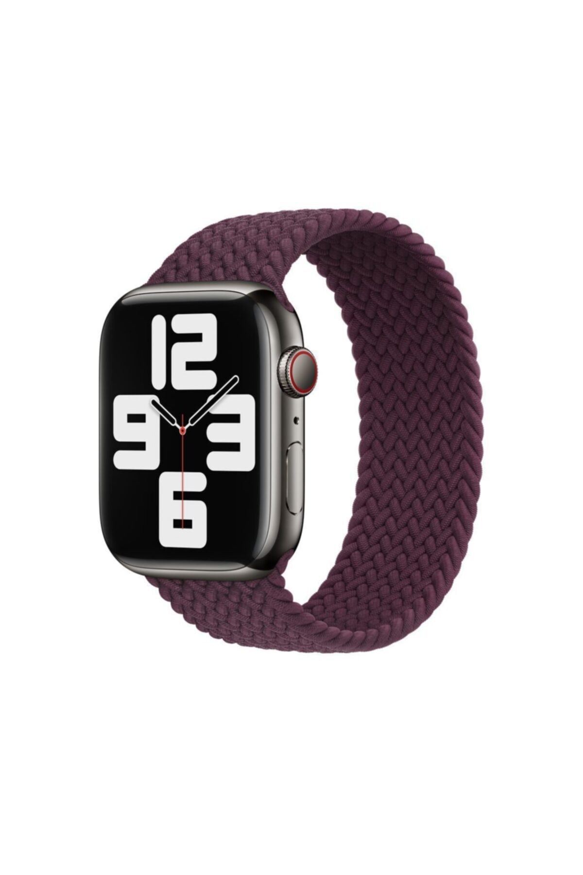 Hayal Kılıf Koyu Kiraz Apple Watch 1-2-3-4-5-6-7-se Uyumlu Solo Örgü Loop Kordon 42-44-45 mm Medium Beden