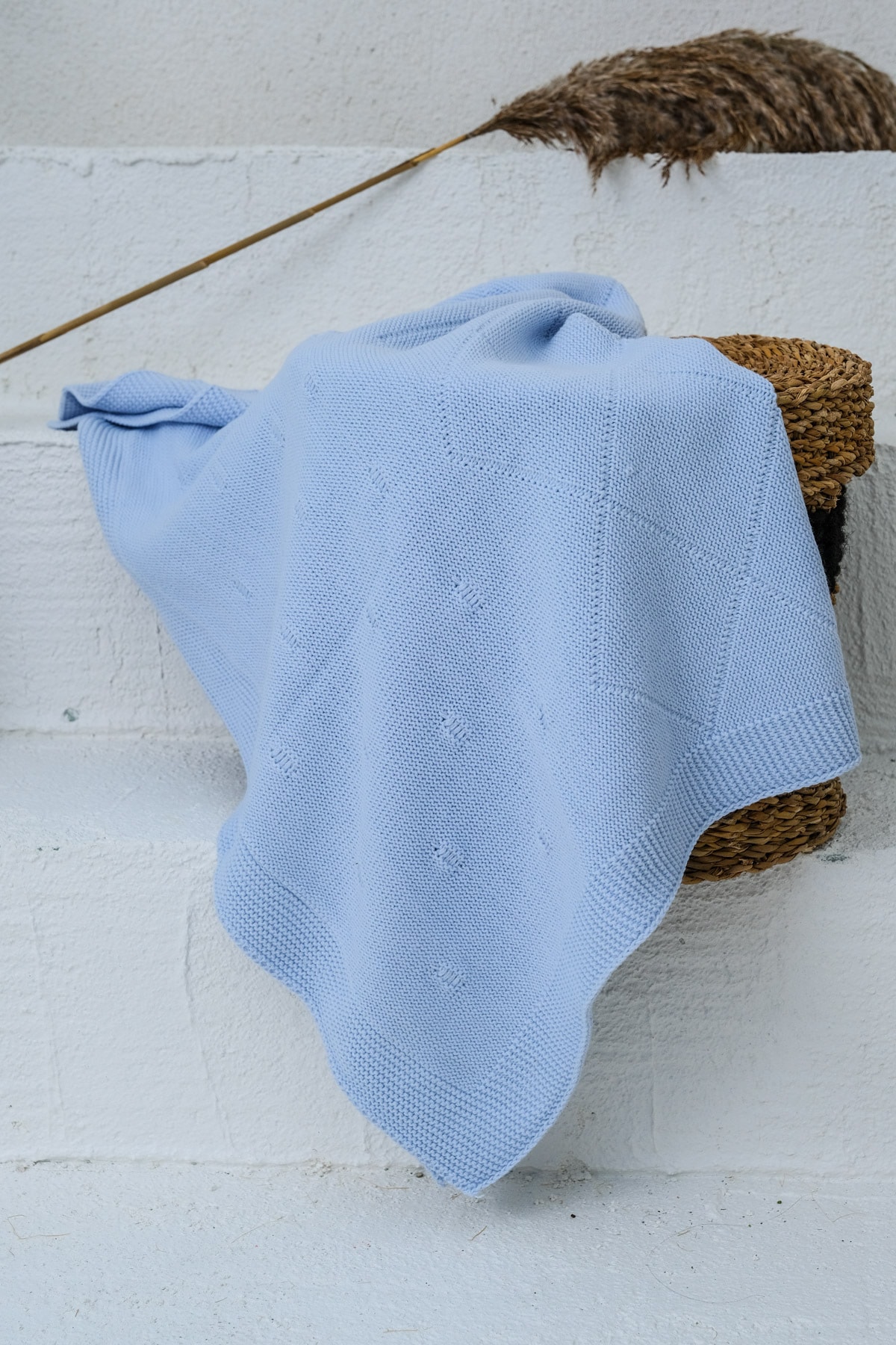 michaeller Bebek Battaniye 85x100 Cm Triko Bebek Battaniyesi Mavi